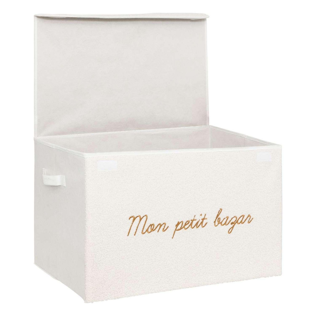 ATMOSPHERA Coffre rangement en bouclette - Blanc