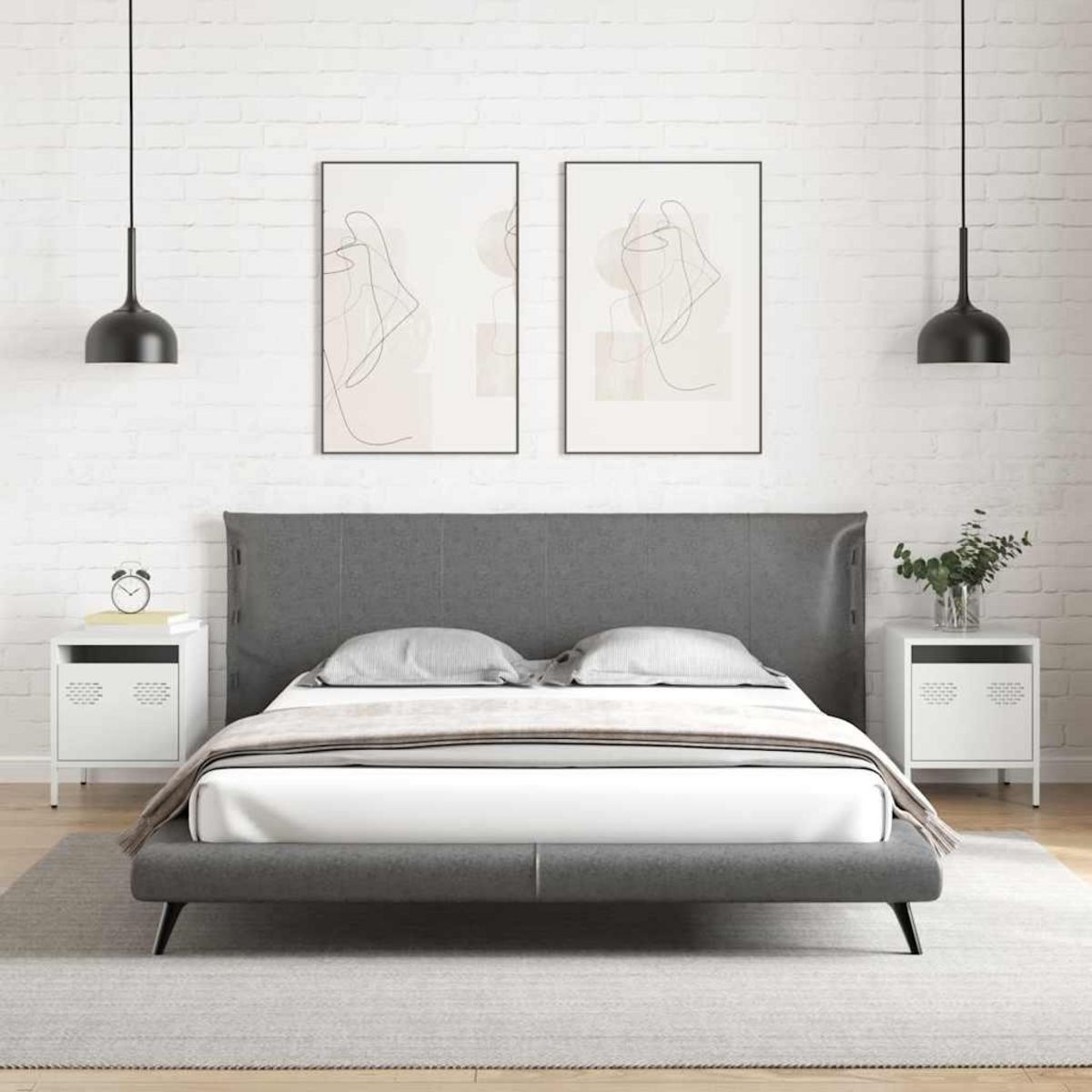 VIDAXL Tables de chevet 2 pcs blanc 35x39x43,5 cm acier