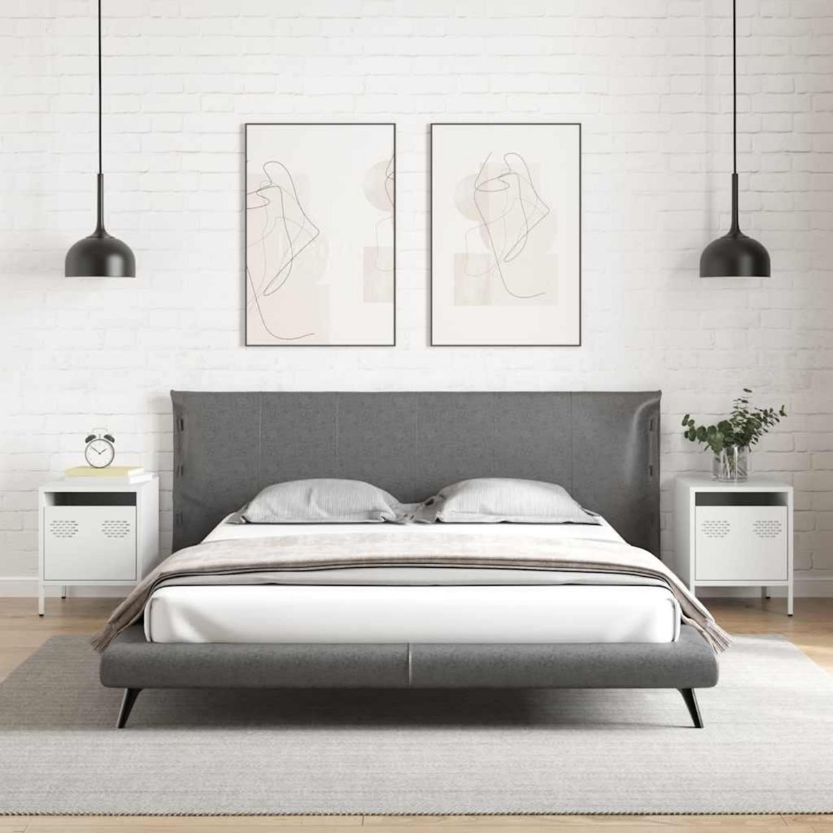 VIDAXL Tables de chevet 2 pcs blanc 35x39x43,5 cm acier