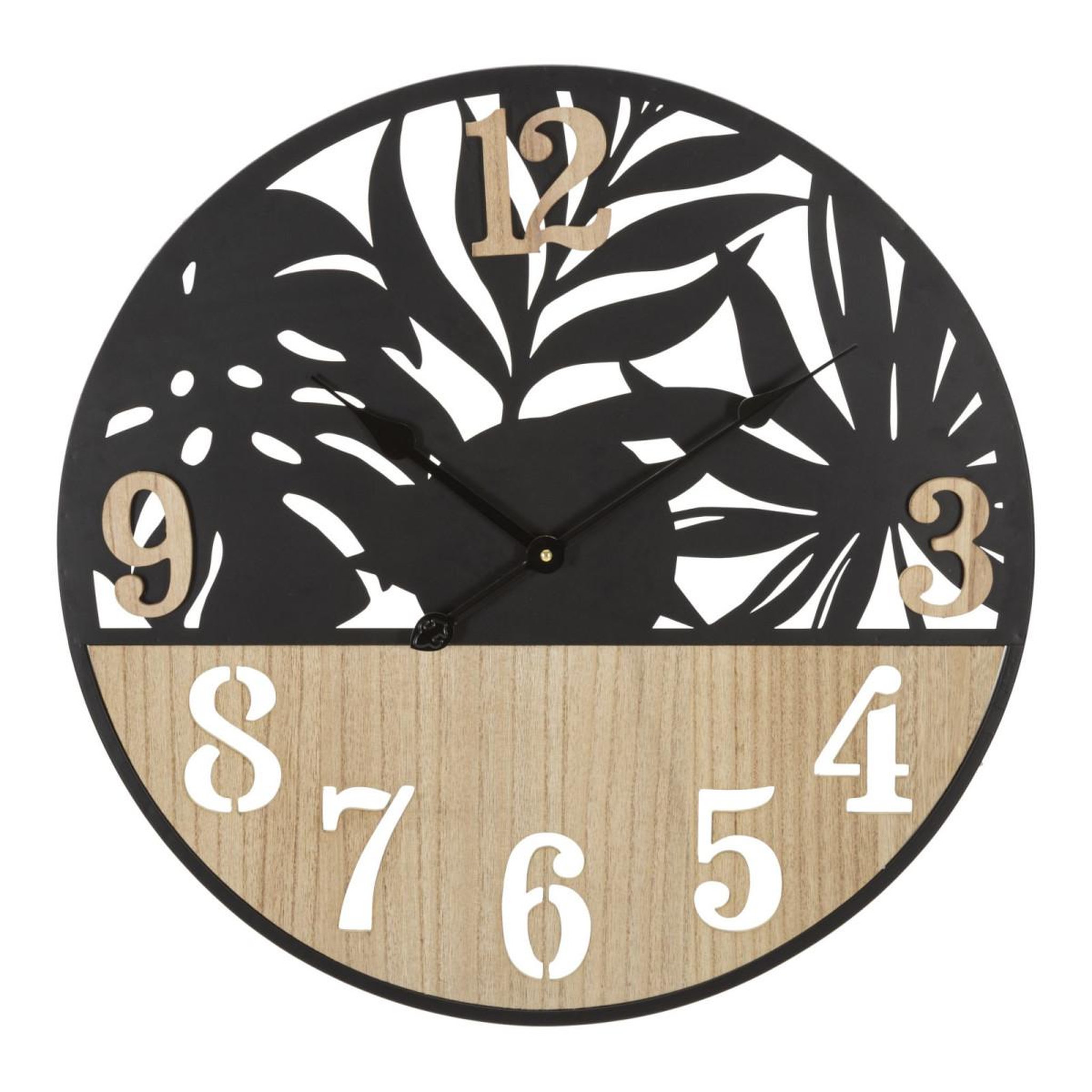 Paris Prix Horloge murale en métal  palm  60cm naturel & noir