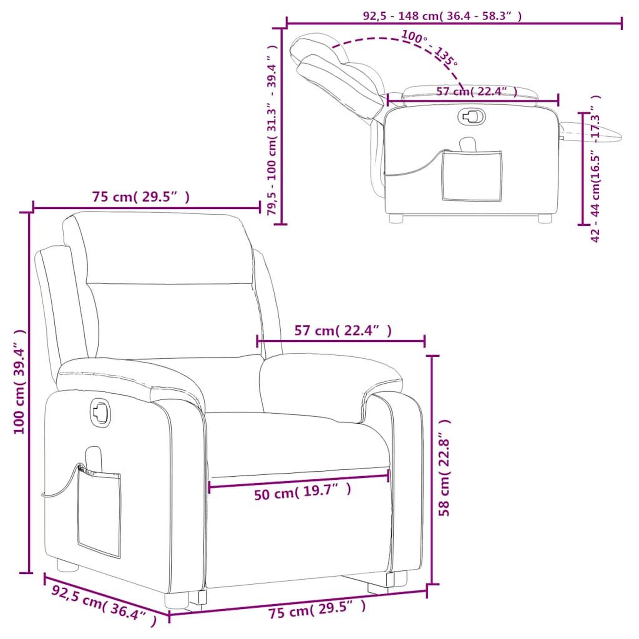 Voir la diapositive 6 : VIDAXL Fauteuil inclinable de massage Rouge bordeaux Similicuir