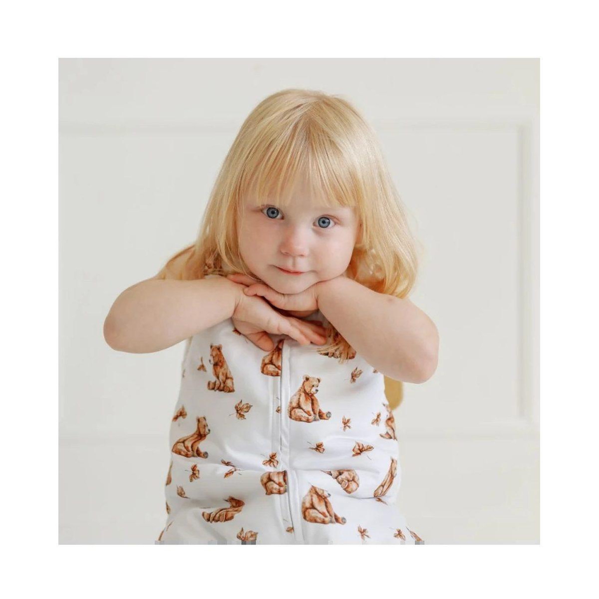 Voir la diapositive 4 : WALDIN Gigoteuse à jambes en coton 2,5 TOG - taille M (3-4 ans) - motif oursons, blanc