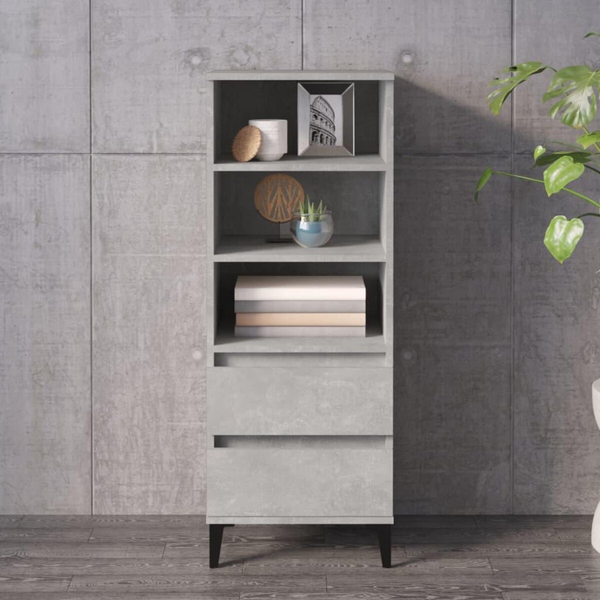 VIDAXL Buffet haut Gris beton 40x36x110 cm Bois d'ingenierie