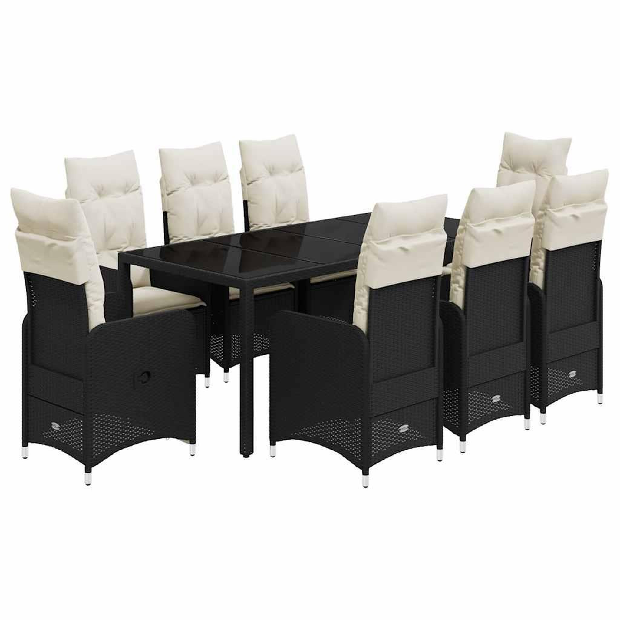 Voir la diapositive 2 : VIDAXL Ensemble de bistro de jardin 9 pcs coussins noir poly rotin