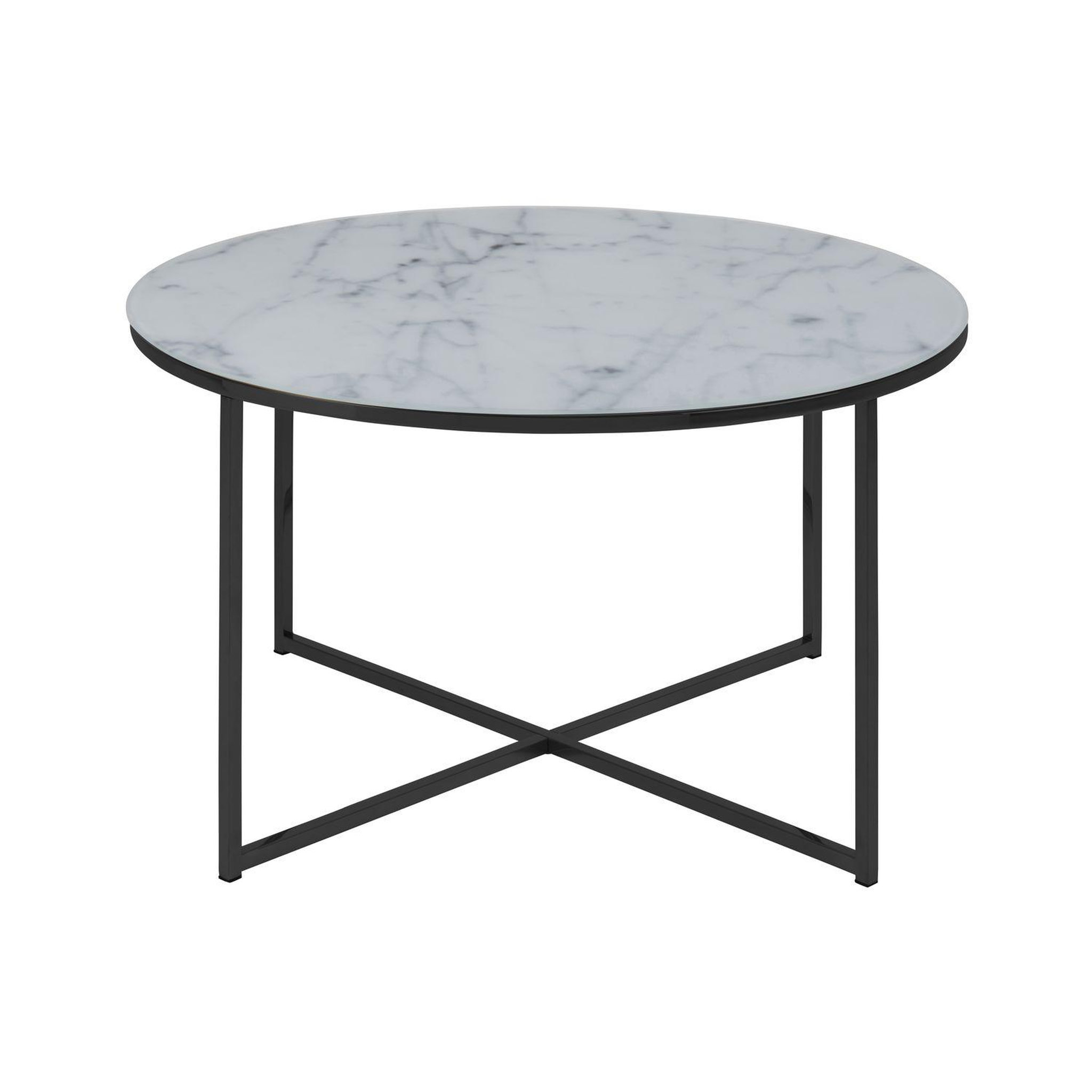 Voir la diapositive 2 : TOILINUX Table basse Alysé ronde en verre effet marbre