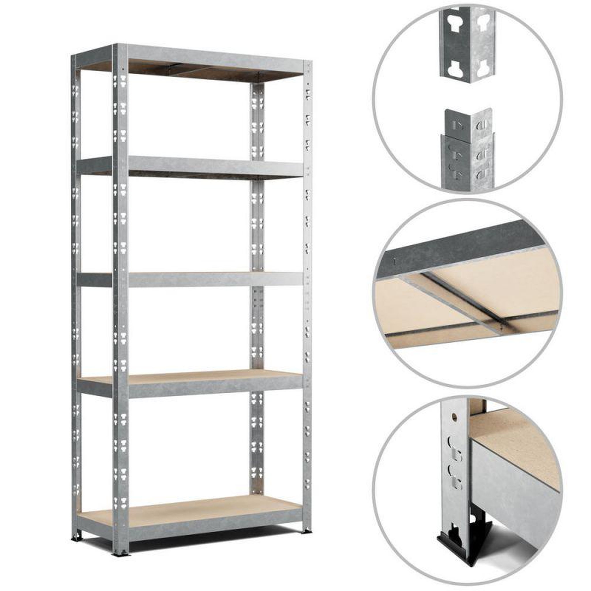 Voir la diapositive 1 : EUROSPEN Etagère de rangement modulable et polyvalente pour atelier, garage, cave... Charge Lourde max 500kg -150x70x30cm - Gris
