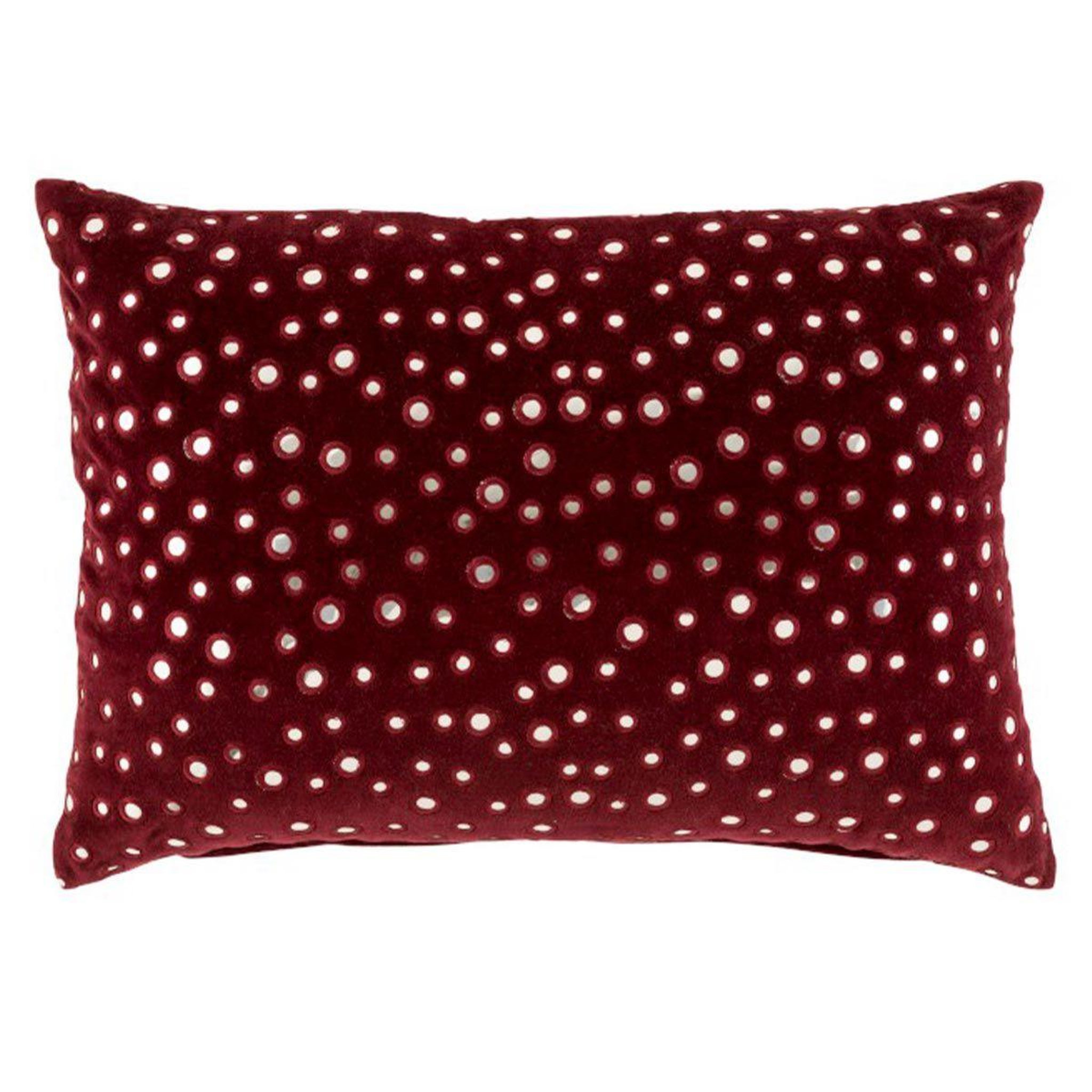 Voir la diapositive 1 : J-LINE Coussin rectangulaire  miroir coton  40x60cm rouge
