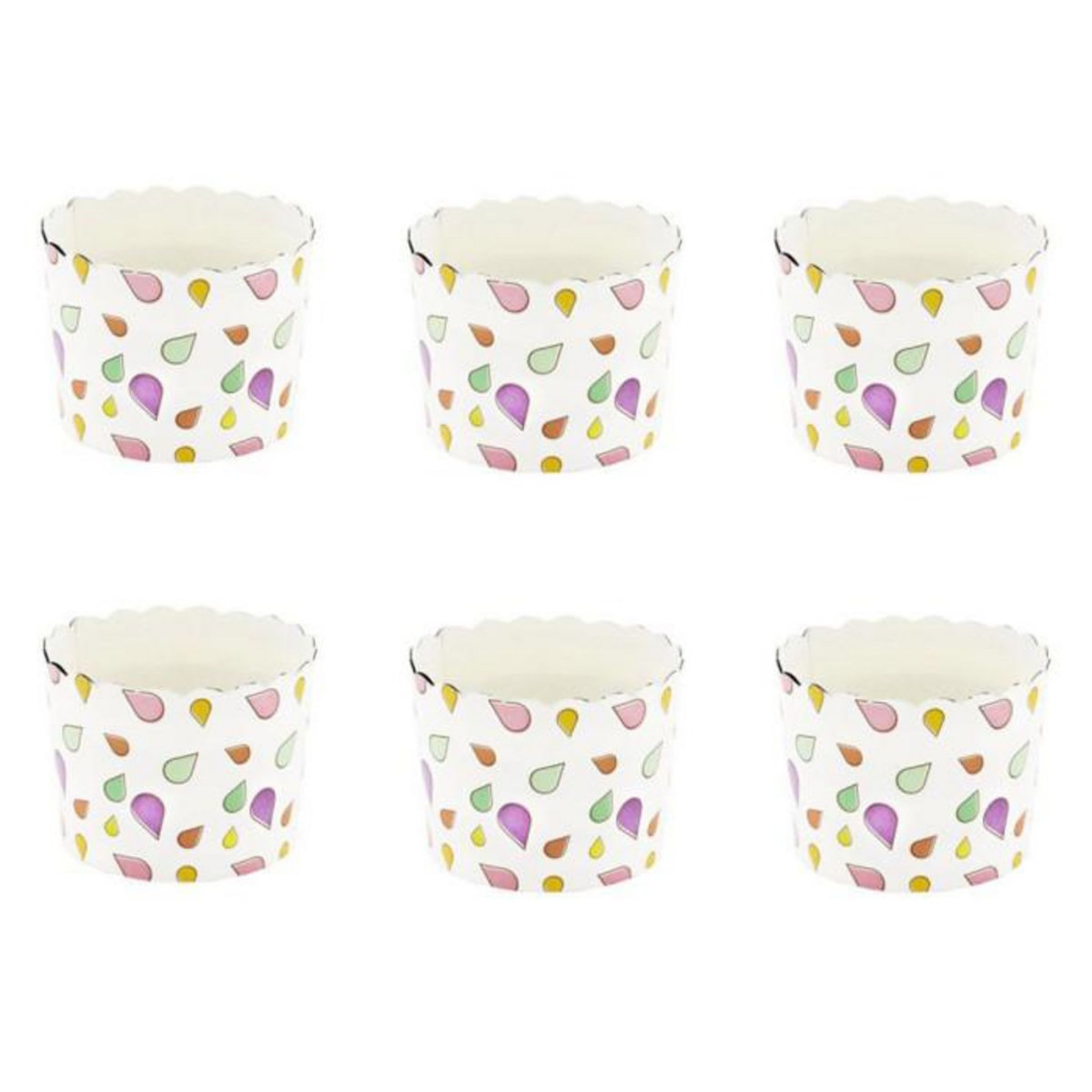 Paris Prix Lot de 6 Coupelles de Présentation  Illus  7cm Blanc