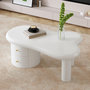 Voir la diapositive 5 : MERAX Table basse forme atypique blanc avec 2 tiroirs - 64x97 cm mdf
