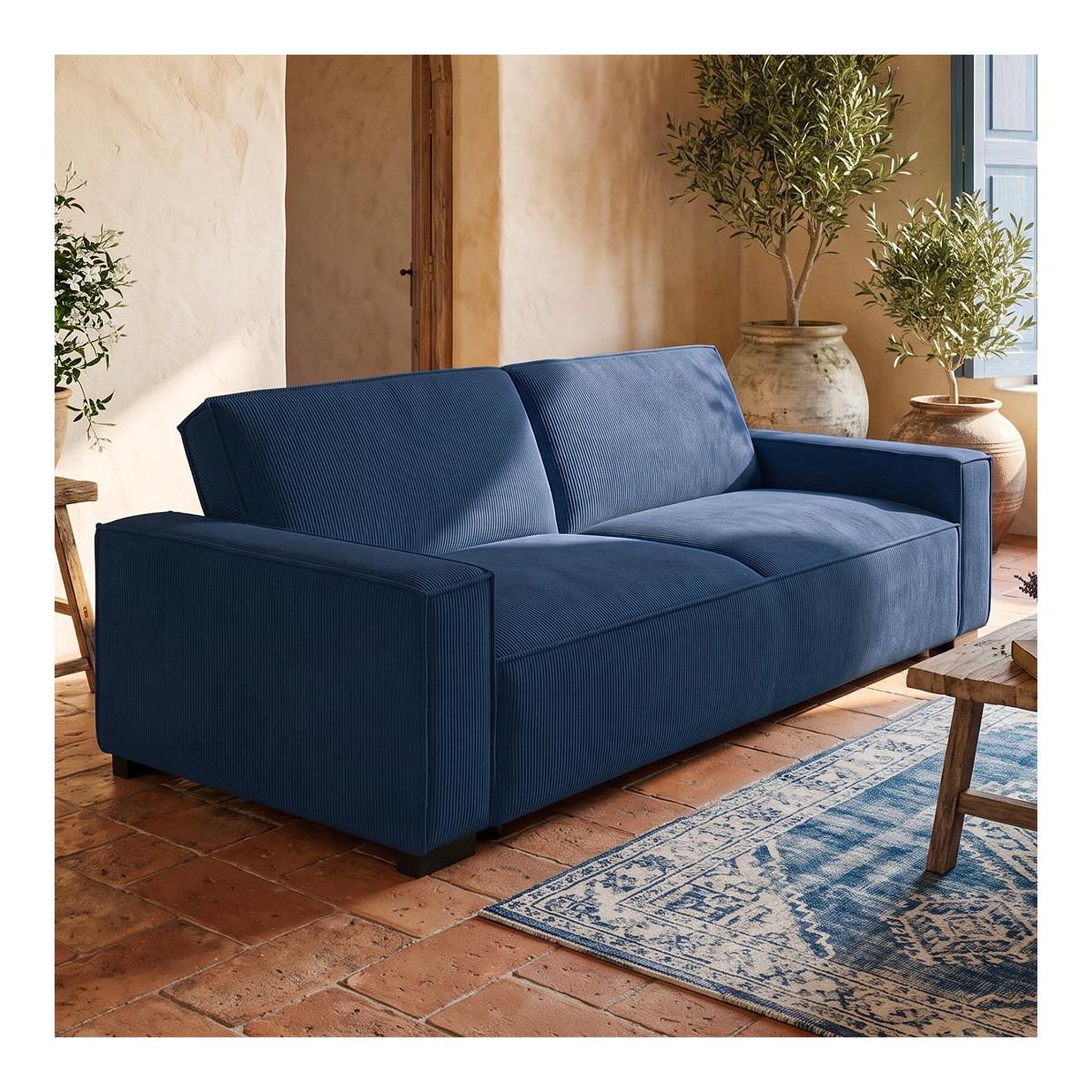 Voir la diapositive 6 : Paris Prix Canapé convertible 3 places velours  dudley  230cm bleu