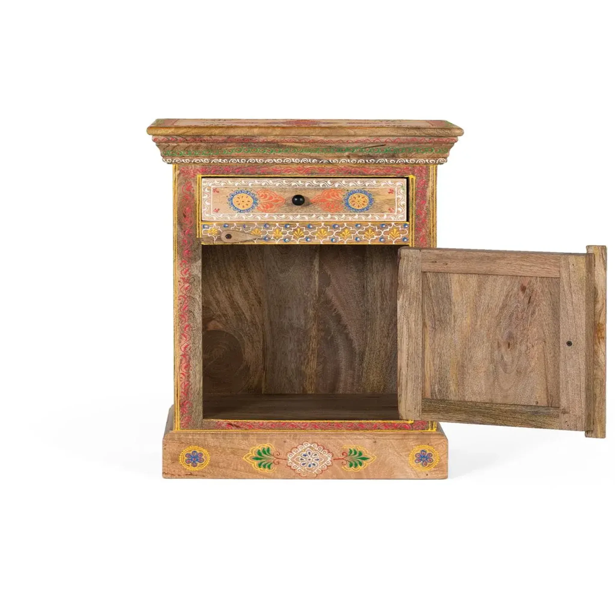 Voir la diapositive 4 : GINER Y COLOMER SL Table de chevet en bois de manguier 45 cm style artisanal ethnique