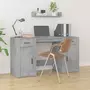 VIDAXL Bureau avec armoire gris beton bois d'ingenierie