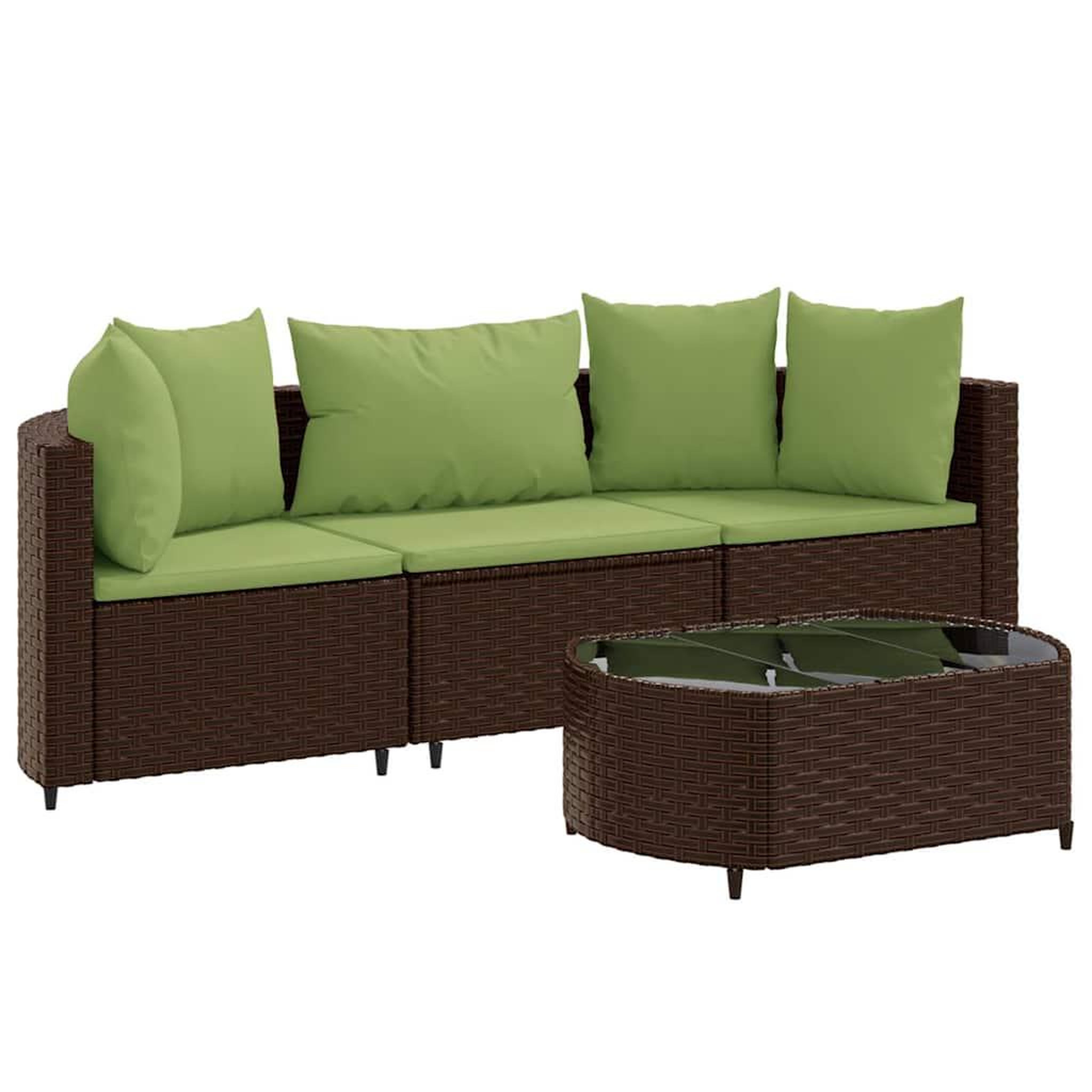 Voir la diapositive 2 : VIDAXL Salon de jardin 4 pcs avec coussins marron resine tressee
