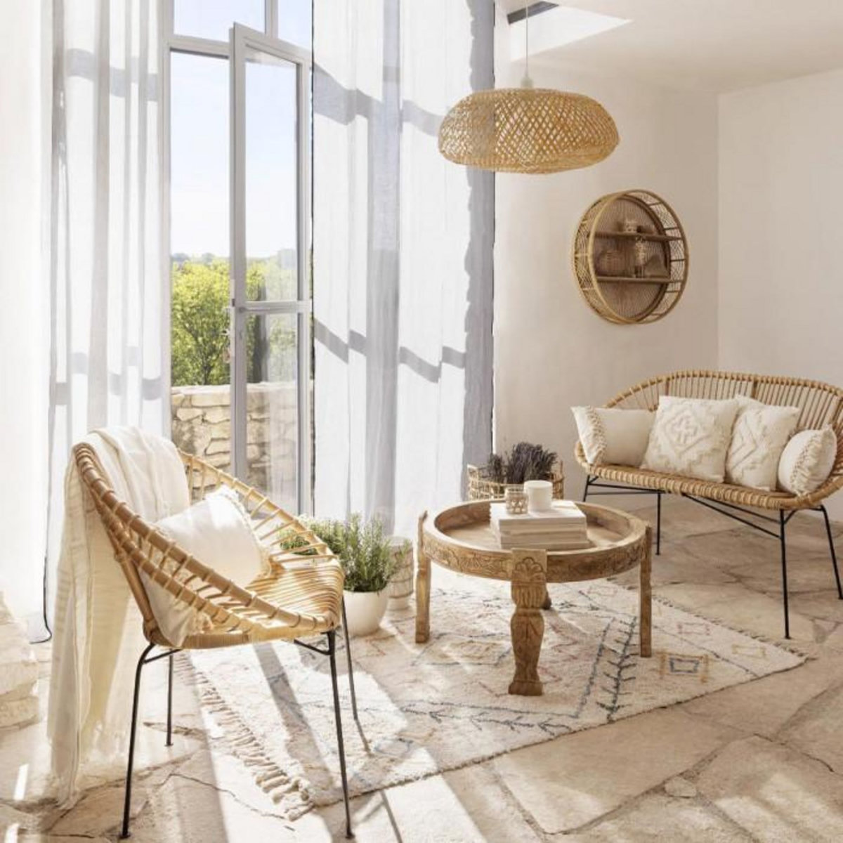 ATMOSPHERA Lampe Suspension en Bambou  Beddy  36cm Naturel