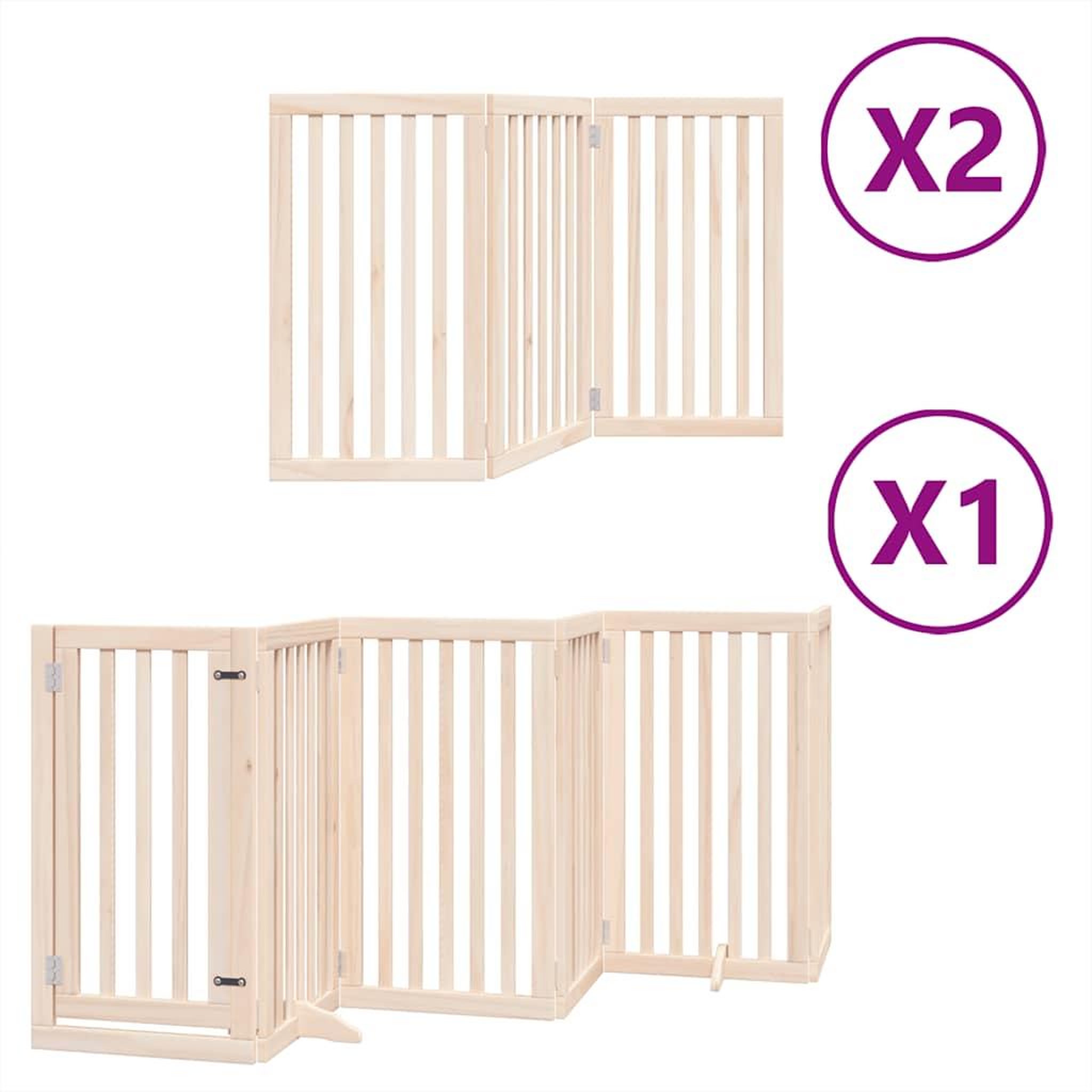 Voir la diapositive 2 : VIDAXL Barriere pour chien porte pliable 12 panneaux bois de peuplier