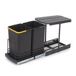 EMUCA SRL poubelle de recyclage pour montage inférieur et extraction manuelle/automatique pour meuble de cuisine Recycle 2x12litres -  Plastique gris anthracite