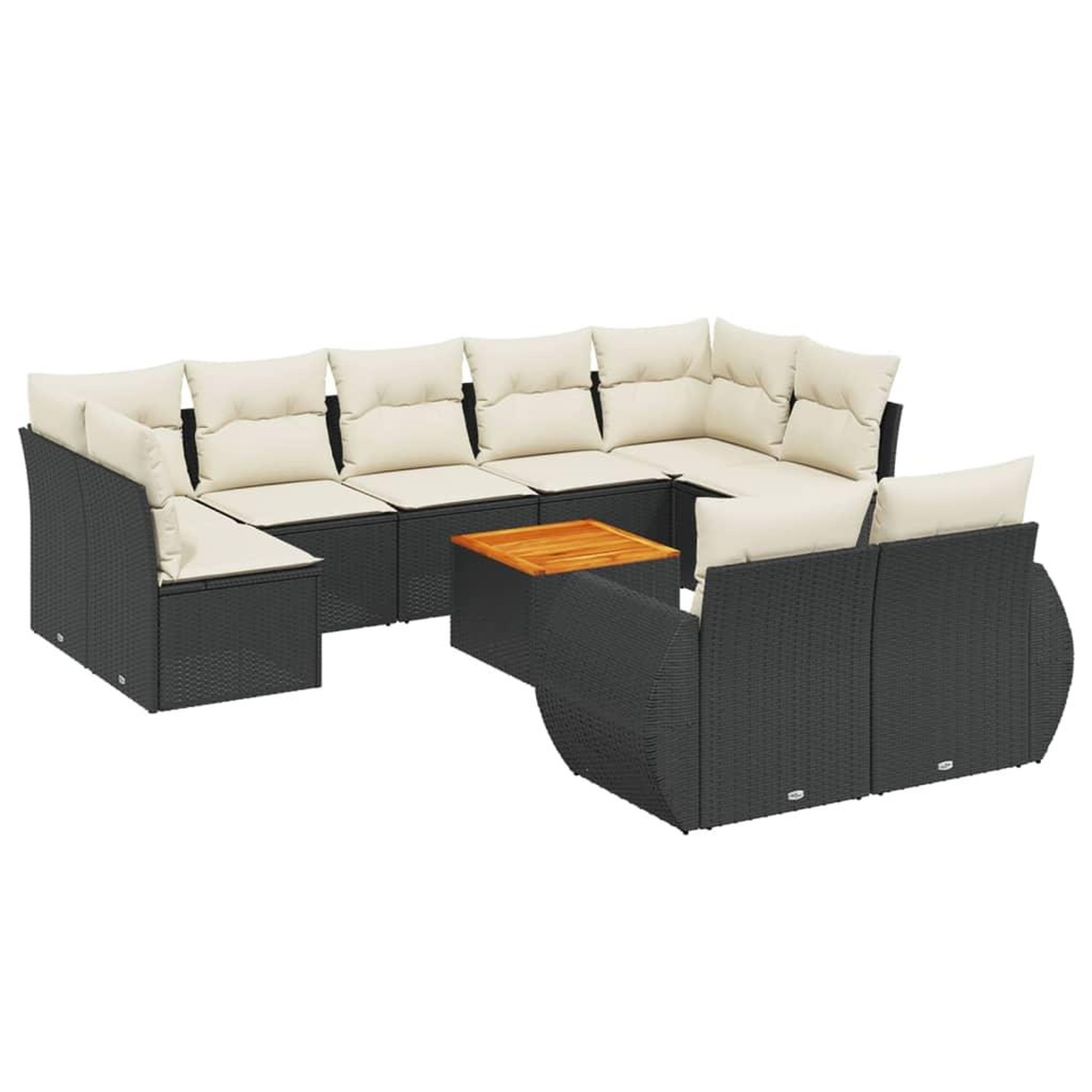 Voir la diapositive 2 : VIDAXL Salon de jardin 10 pcs avec coussins noir resine tressee