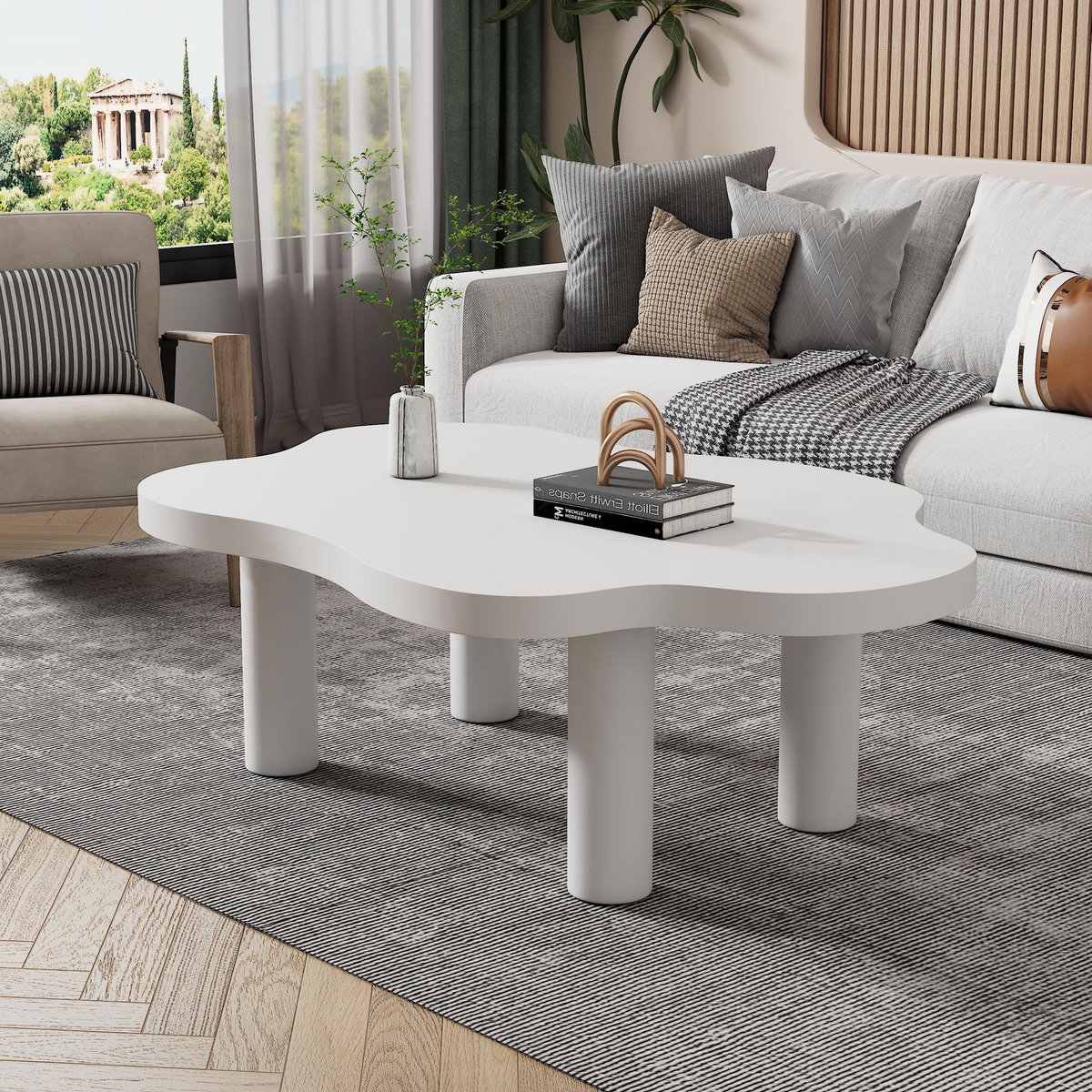 MERAX Table basse forme atypique blanc - 69.5x100.5 cm mdf
