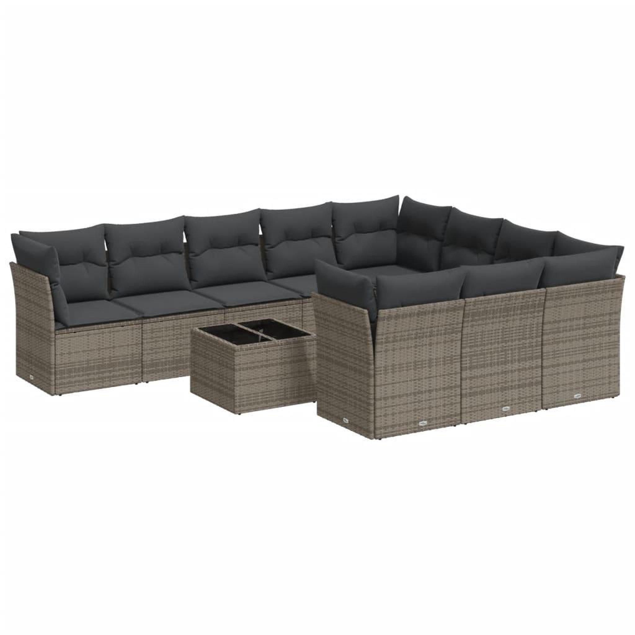 Voir la diapositive 2 : VIDAXL Salon de jardin 11 pcs avec coussins gris resine tressee