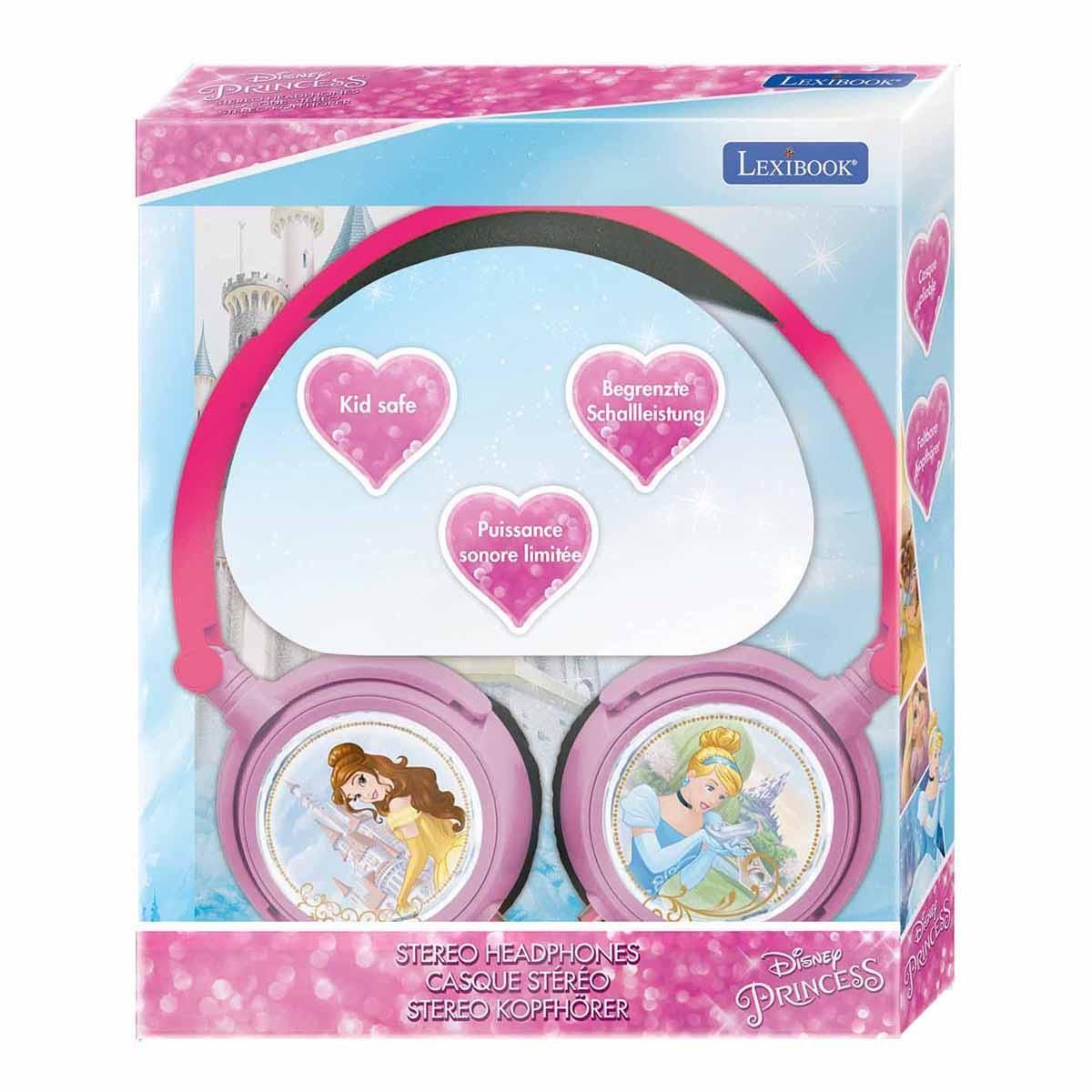 Lexibook Casque stéréo filaire pliable avec limitation de volume d'écoute Disney Princesses