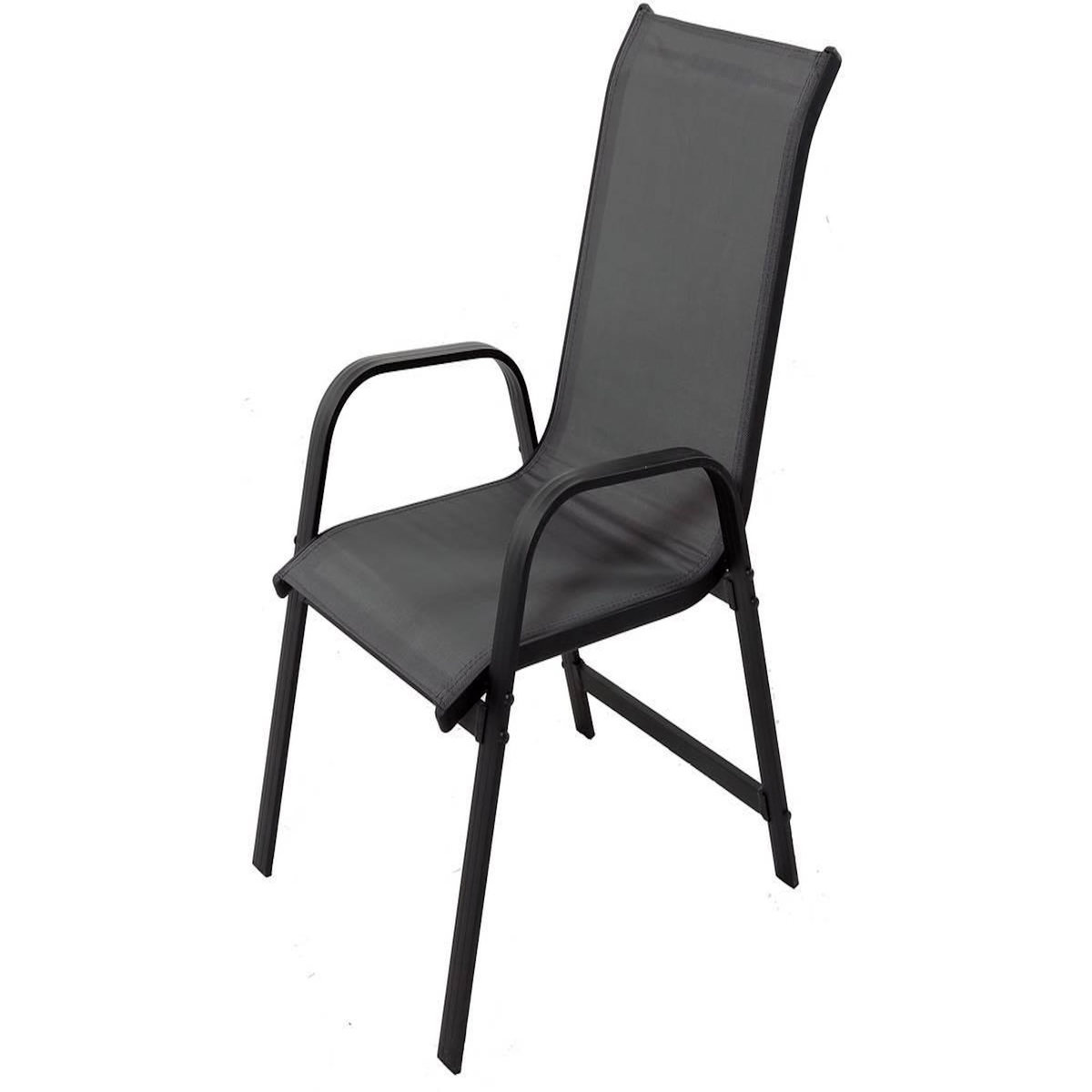 Habitat et Jardin Salon de jardin textilène  cordoba + Porto  6 personnes gris foncé