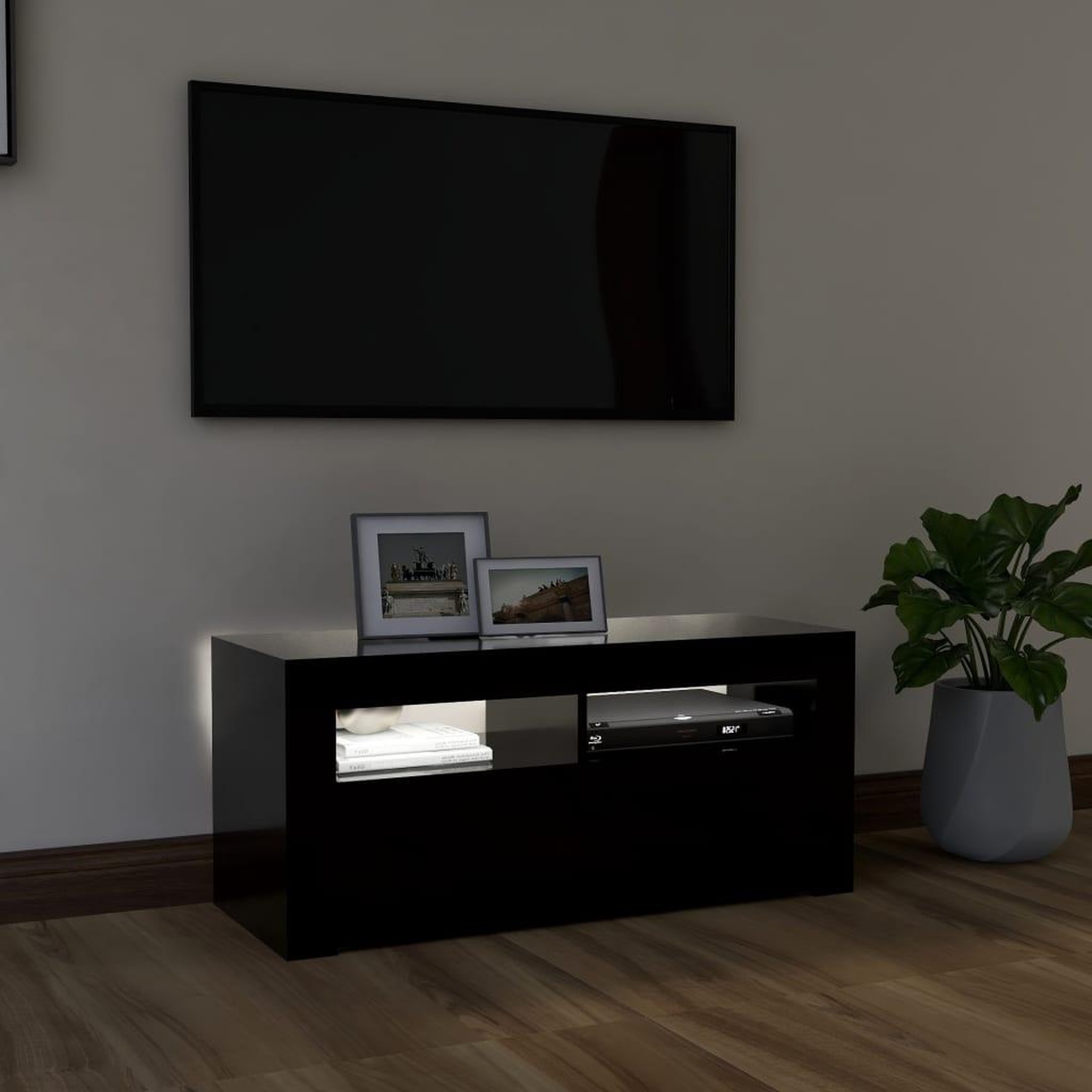 Voir la diapositive 3 : VIDAXL Meuble TV avec lumieres LED noir 90x35x40 cm