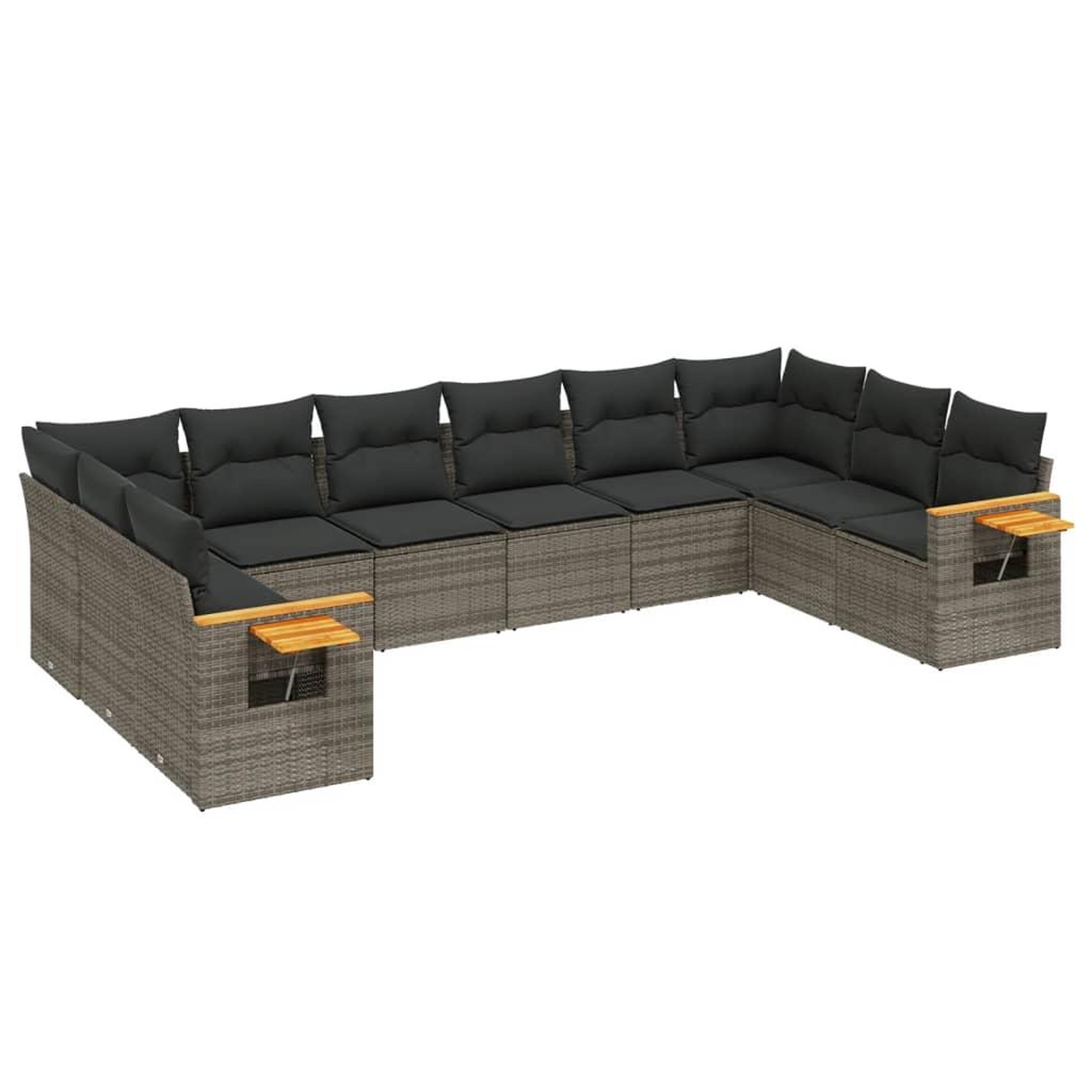 Voir la diapositive 2 : VIDAXL Salon de jardin avec coussins 10 pcs gris resine tressee