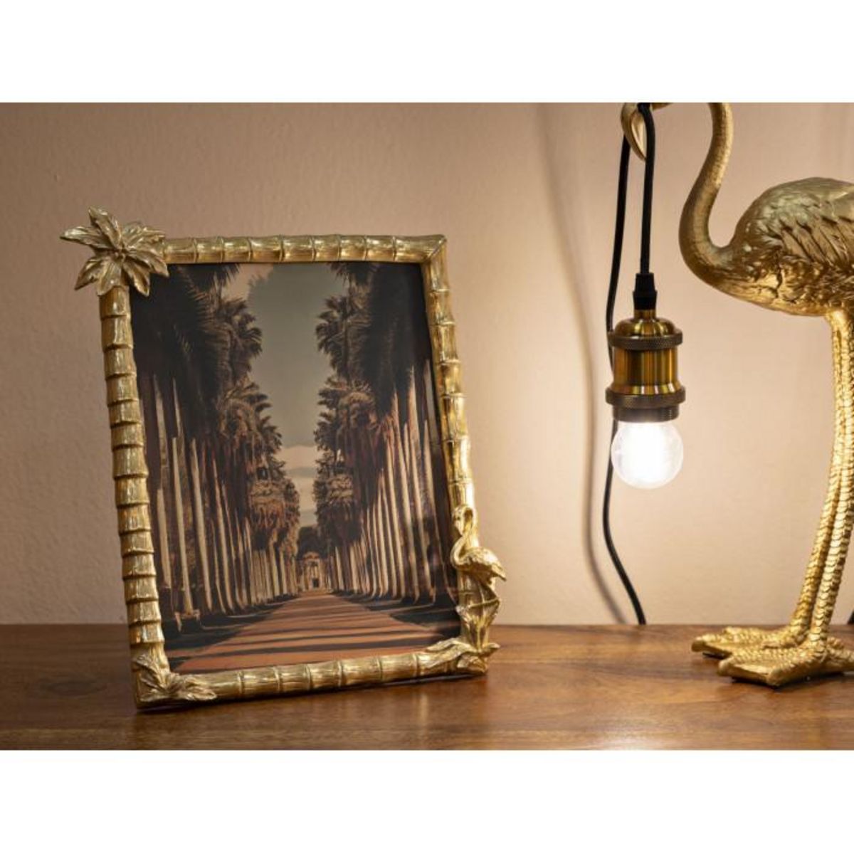Paris Prix Cadre Photo Déco Palmier  Flamant Rose  20x25cm Or