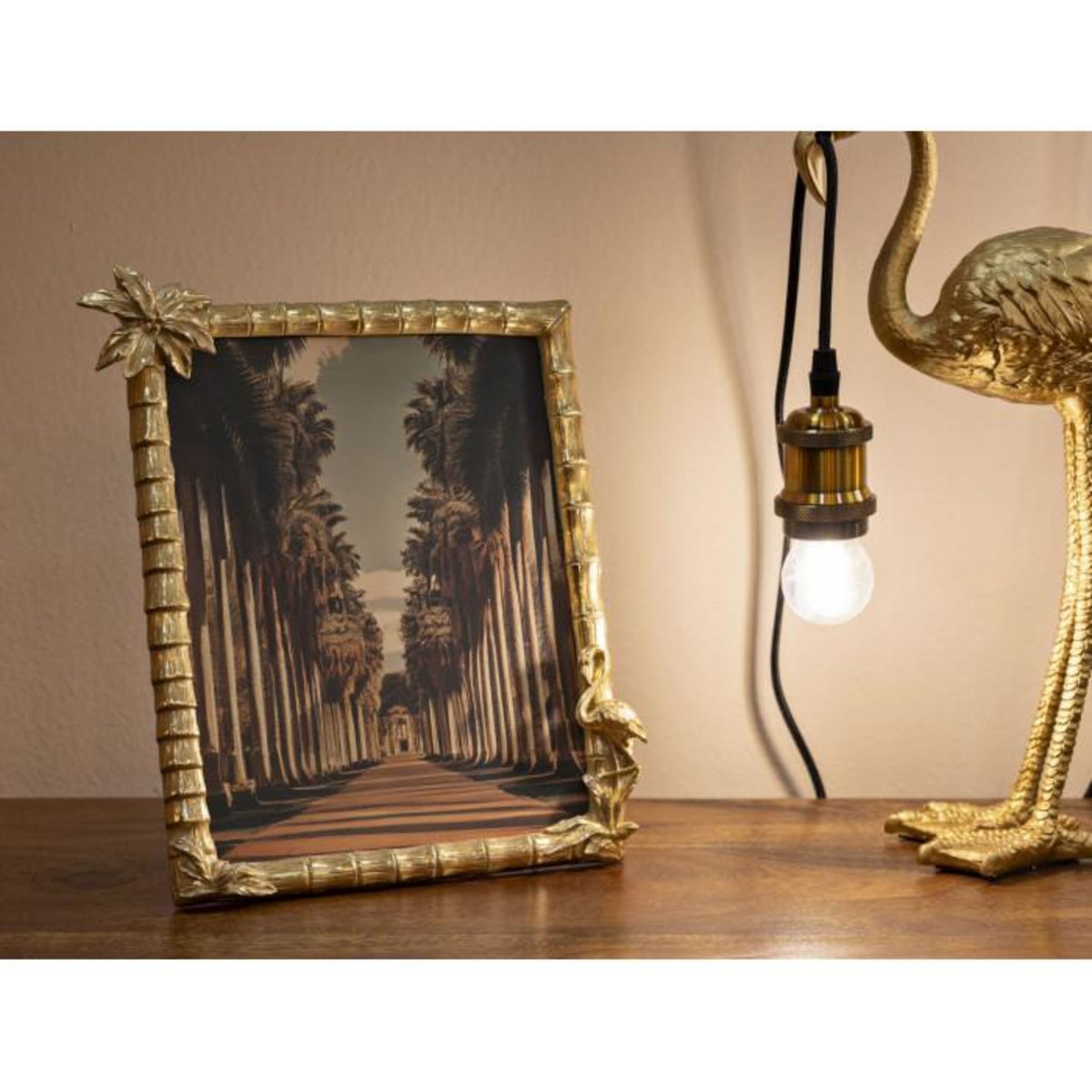 Paris Prix Cadre Photo Déco Palmier  Flamant Rose  20x25cm Or