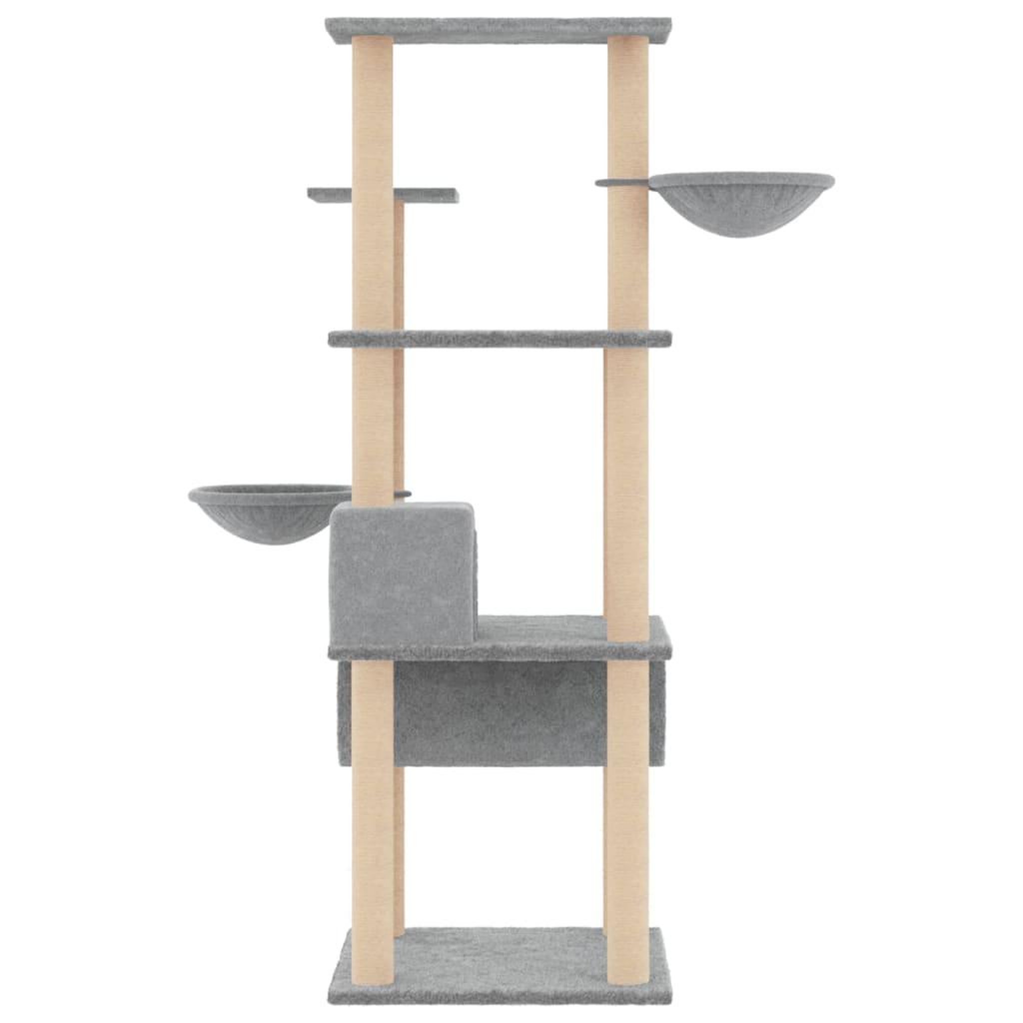 Voir la diapositive 4 : VIDAXL Arbre a chat avec griffoirs en sisal gris clair 141 cm