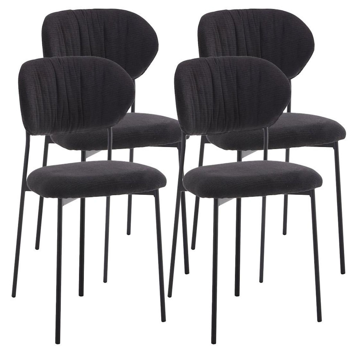 LISA DESIGN Rosita - lot de 4 chaises - en tissu - gris anthracite