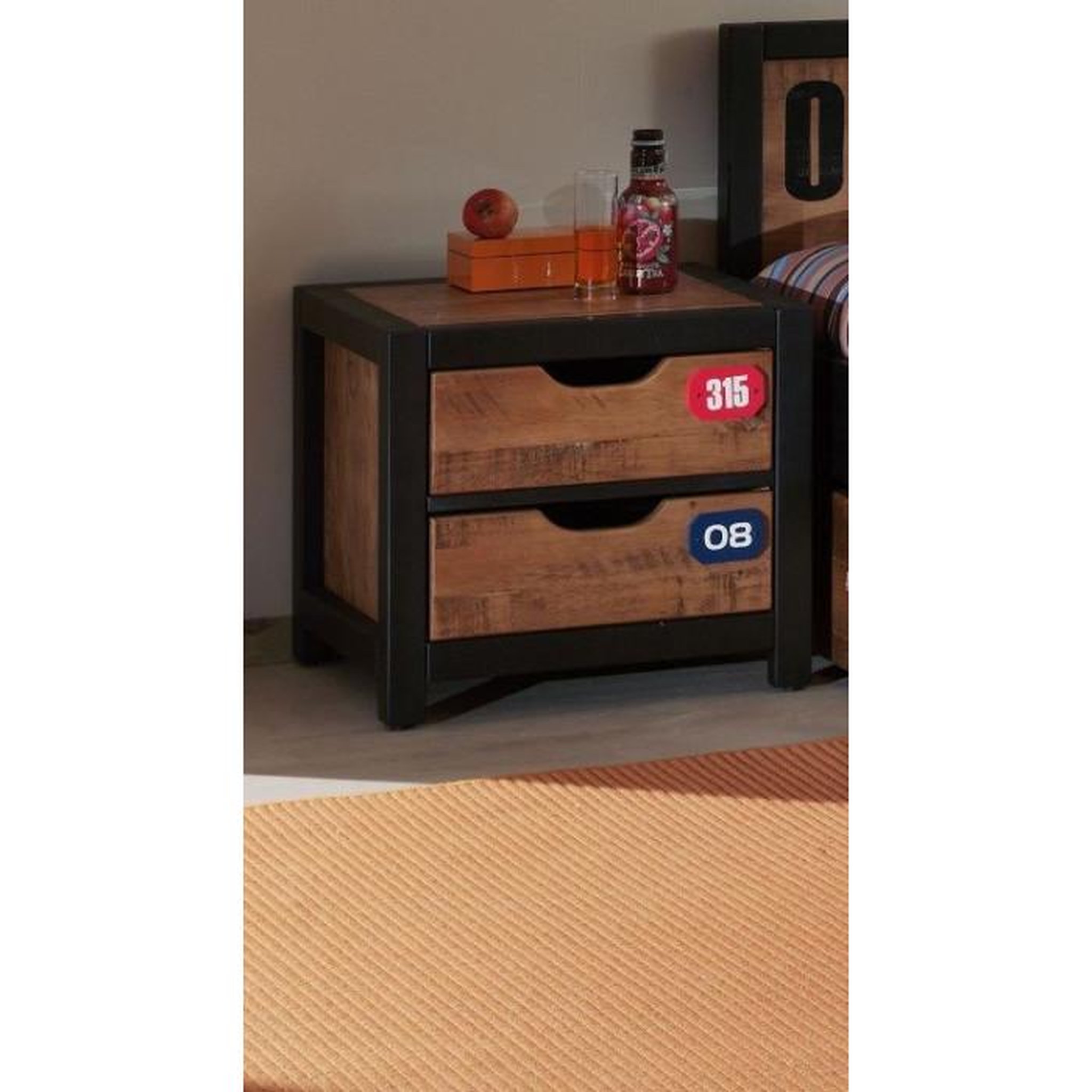 Voir la diapositive 5 : Paris Prix Pack - Lit Enfant, Chevet, Tiroir & Armoire  Alex I  Marron & Noir