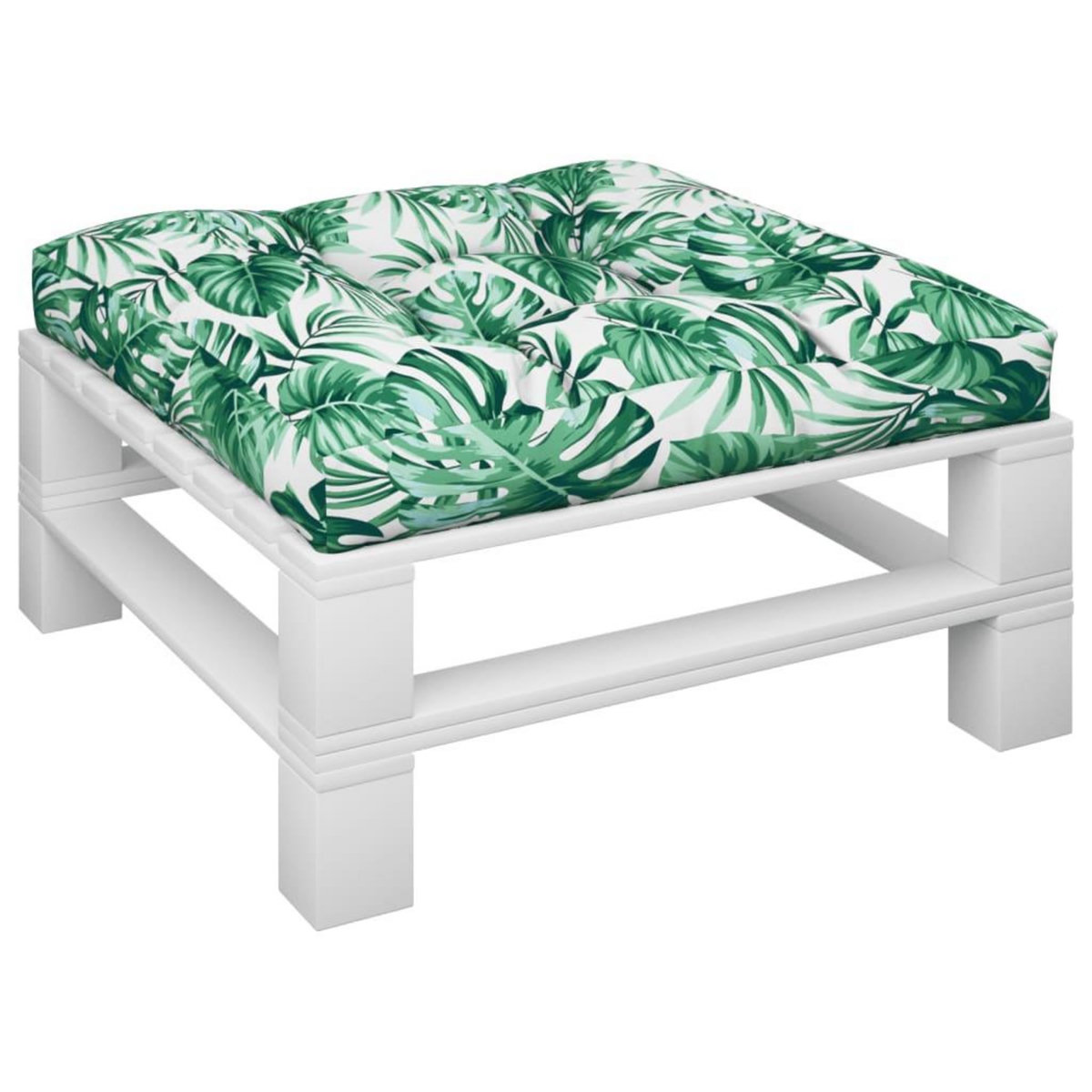 VIDAXL Coussin de palette motif de feuilles 80x80x12 cm tissu