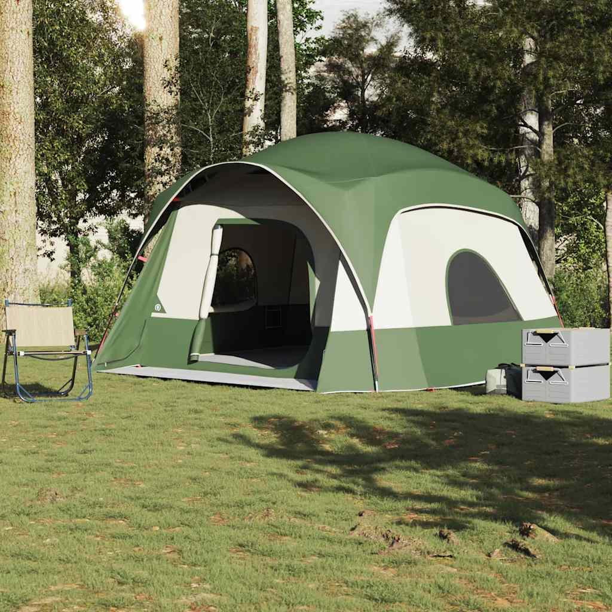 Voir la diapositive 1 : VIDAXL Tente de cabine familiale 6 personnes vert impermeable
