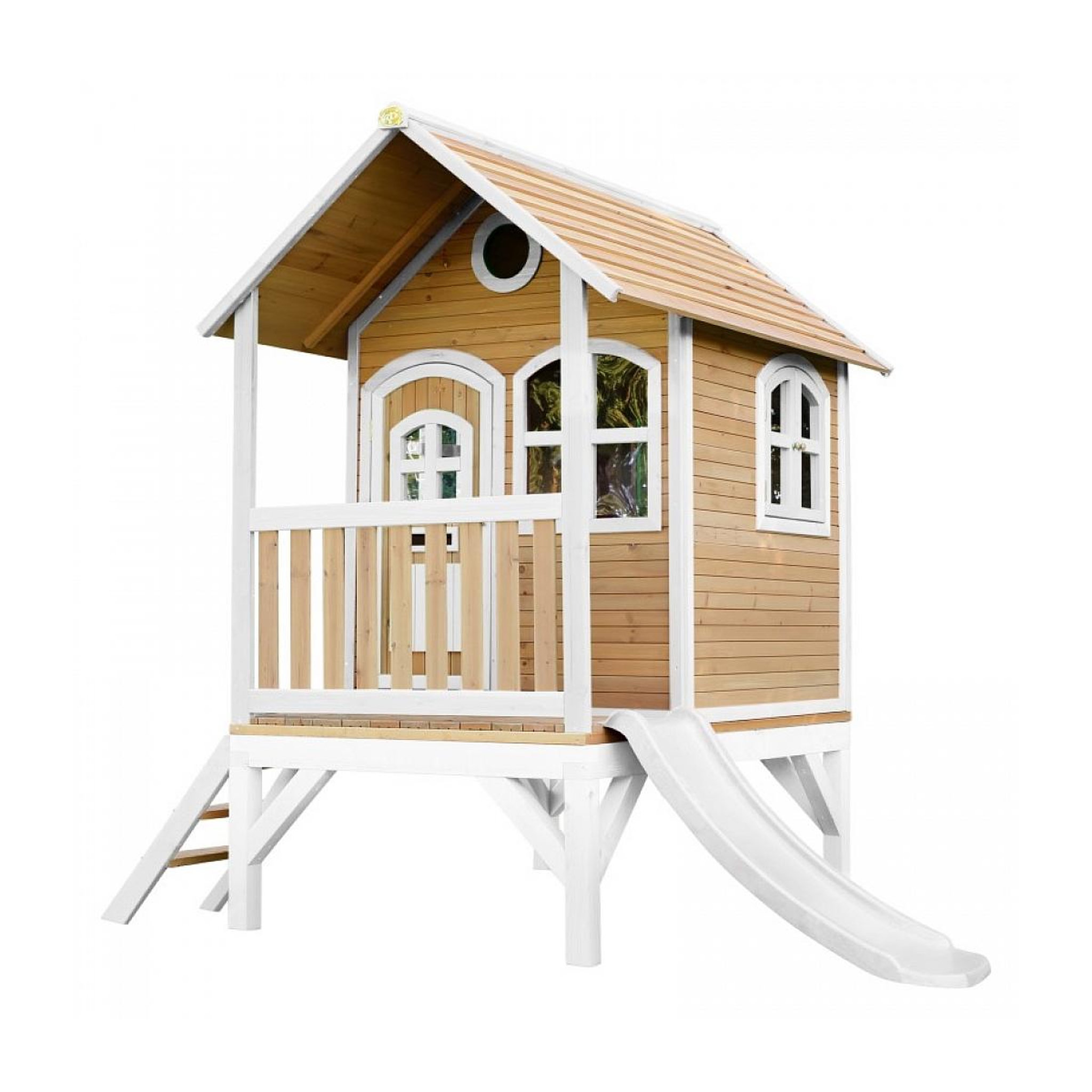 Axi House AXI Cabane enfant TOM Brun Blanc avec toboggan Blanc