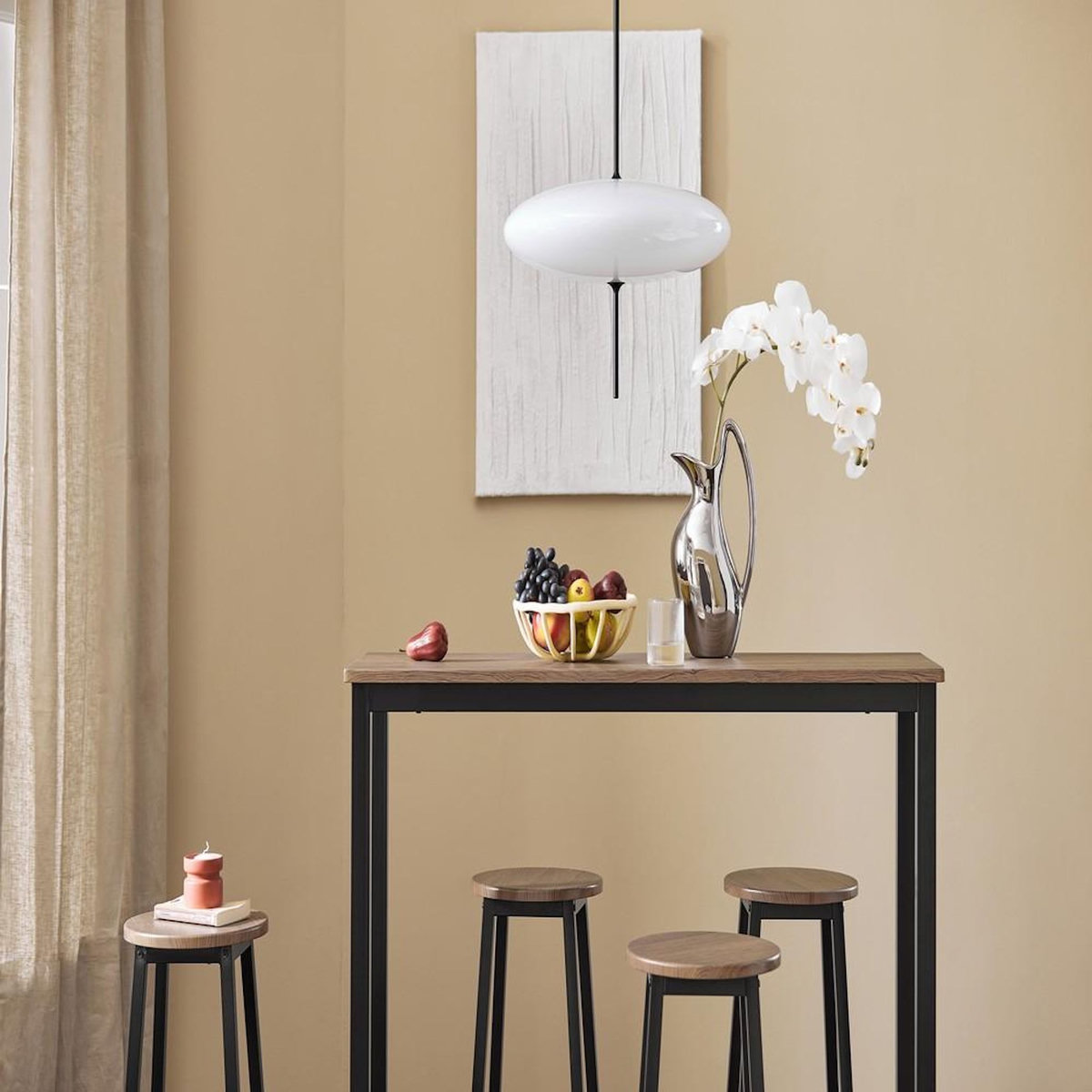 SOBUY SoBuy - Ensemble de table avec 4 tabourets à repose-pieds - Industriel - OGT22