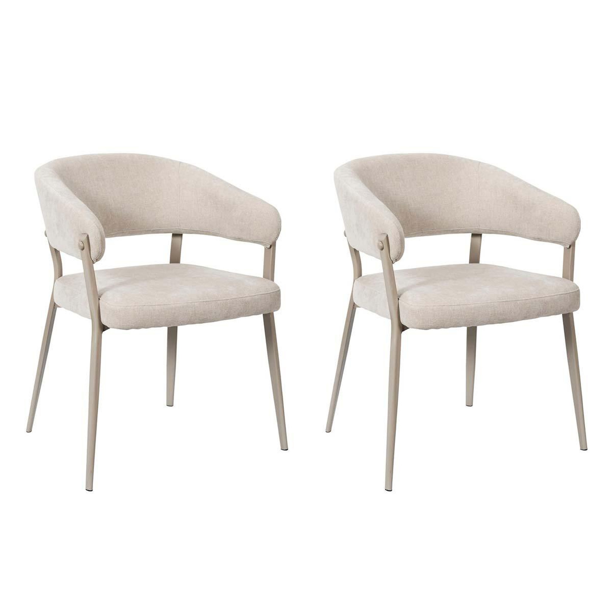The Home Deco Factory Lot de 2 fauteuils de table  emilia  78cm beige