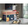 Voir la diapositive 2 : Lit mi-hauteur nature en pin WOODY, space ou dino