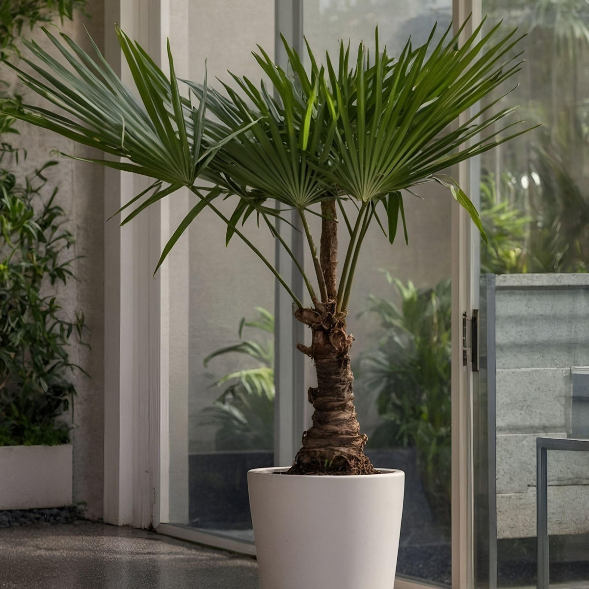 PLANT IN A BOX Palmier de Chine - Set de 2 - Trachycarpus Fortunei - Hauteur 65-75cm - ⌀21cm