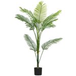 HOMCOM Plante artificielle intérieure palmier Areca H.150cm 11 feuilles grand réalisme PE vert