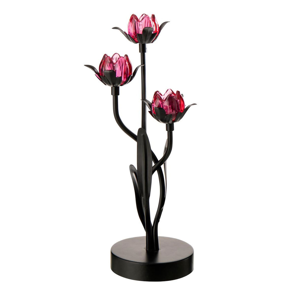 Paris Prix Lampe à Poser à LED  Fleur  36cm Noir & Rose