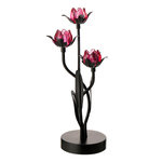 Paris Prix Lampe à Poser à LED  Fleur  36cm Noir & Rose