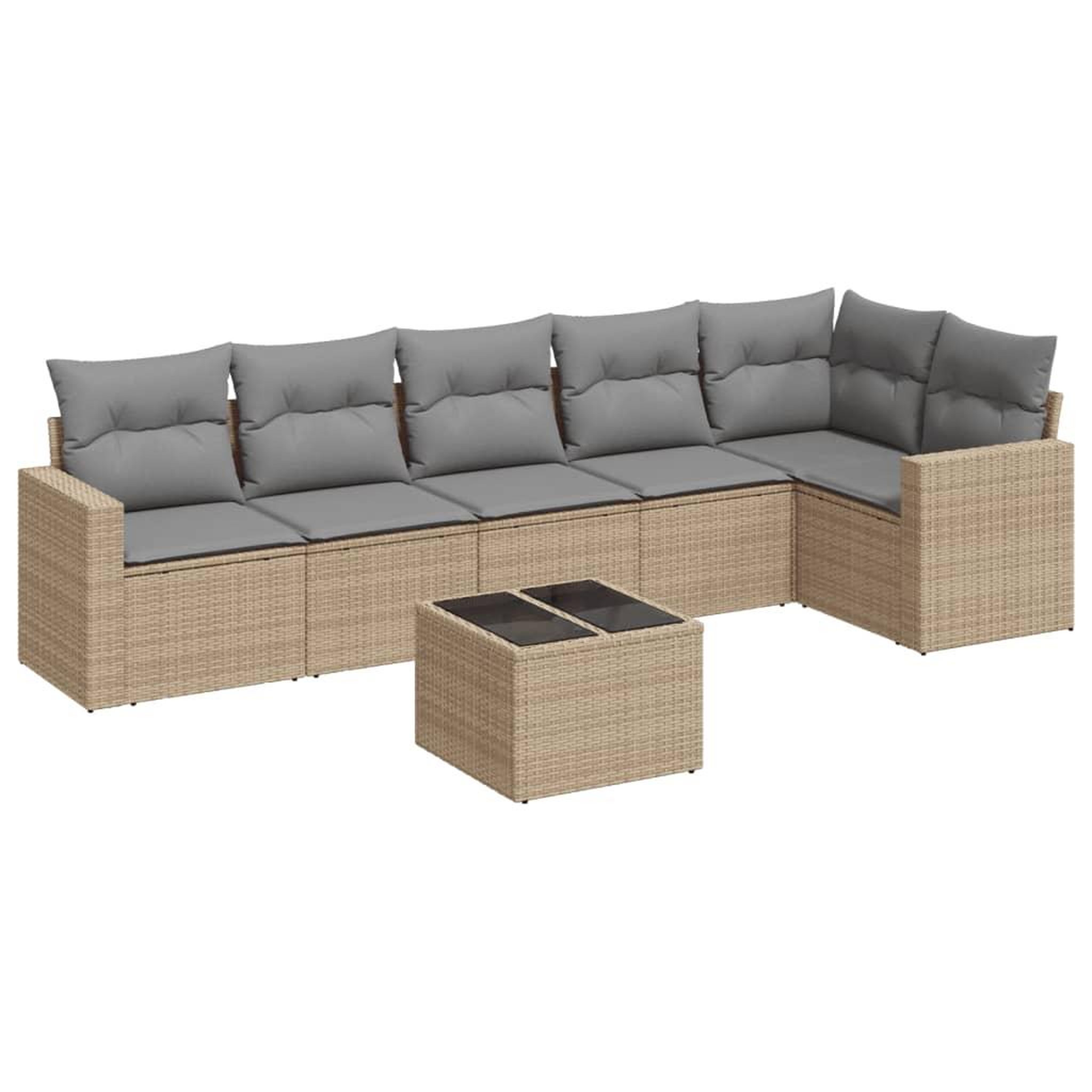 Voir la diapositive 2 : VIDAXL Salon de jardin avec coussins 7 pcs beige resine tressee