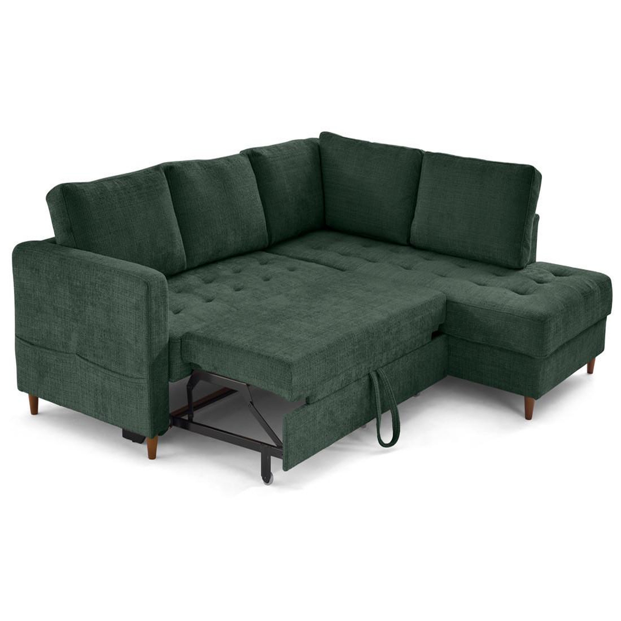Voir la diapositive 2 : LISA DESIGN Anna - canapé d'angle droit 5 places convertible en velours texturé