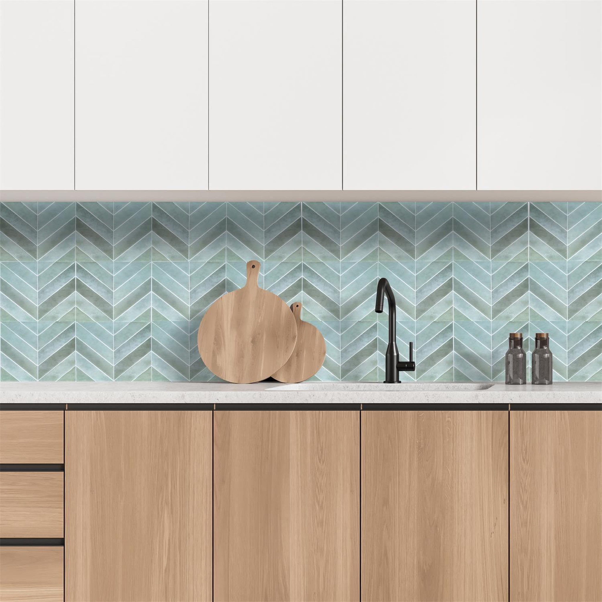 Voir la diapositive 2 : The Home Deco Factory 4 crédences adhésives motifs chevrons effet zellige