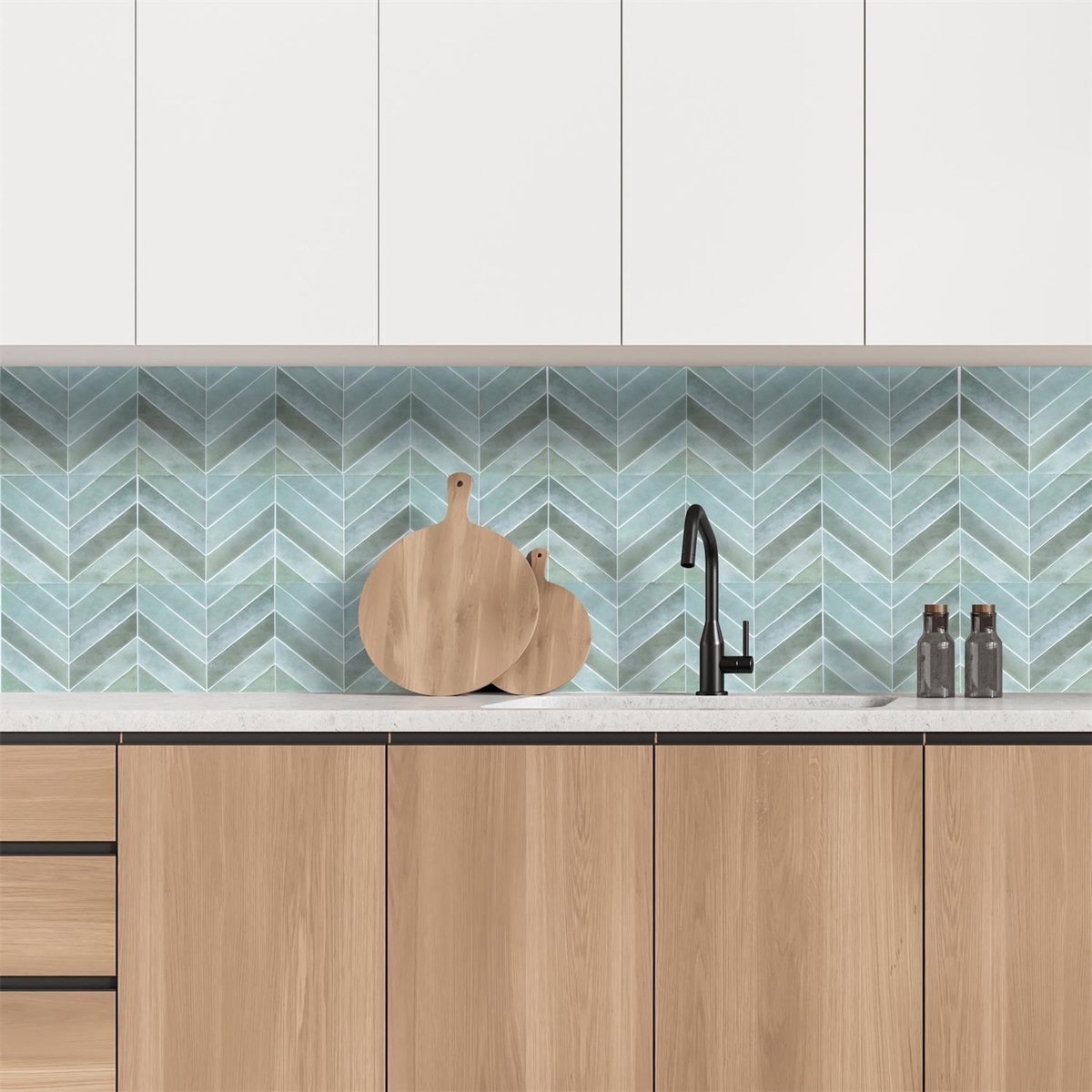 The Home Deco Factory 4 crédences adhésives motifs chevrons effet Zellige