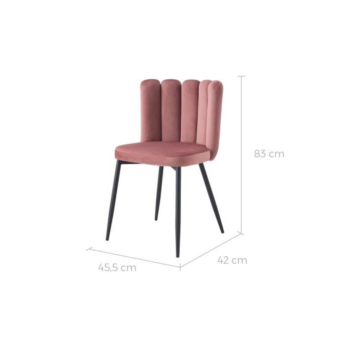 Rendez vous déco Lot de 2 chaises en velours noir et pieds en métal noir - Rosy