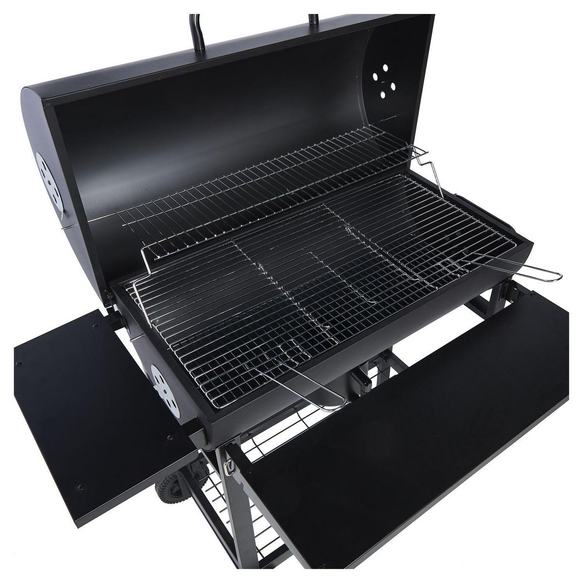 GARDENSTAR Barbecue charbon en demi - tonneau - 127x70x101cm
