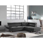 BEST MOBILIER Linea - canapé d'angle droit convertible - 5 places - avec têtières. Coloris disponibles : Gris, Beige, Bleu