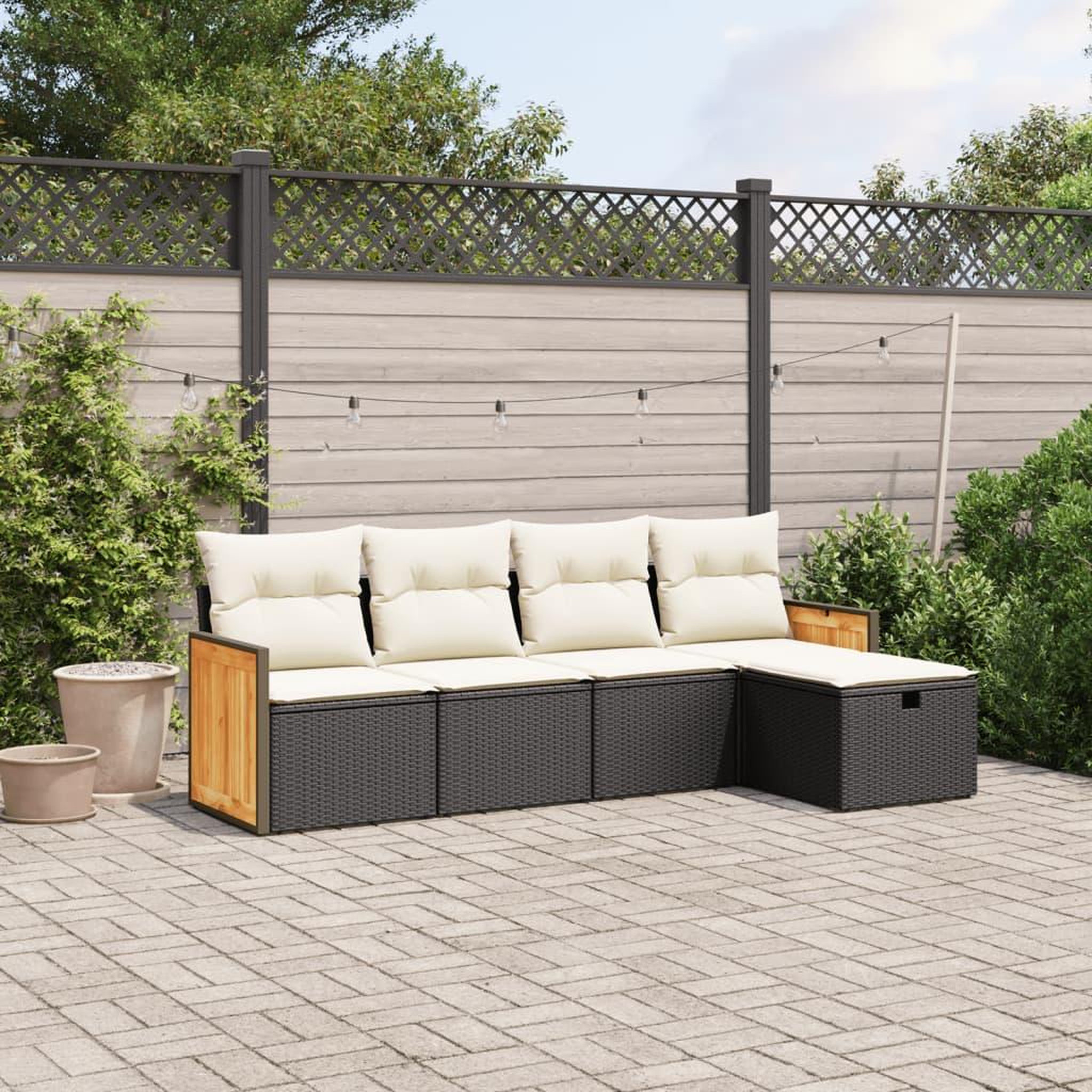 VIDAXL Salon de jardin 5 pcs avec coussins noir resine tressee